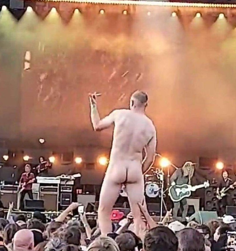 A man could be seen completely nude at the Foo Fighters' Christchurch show. Photo / Instagram @radiohauraki