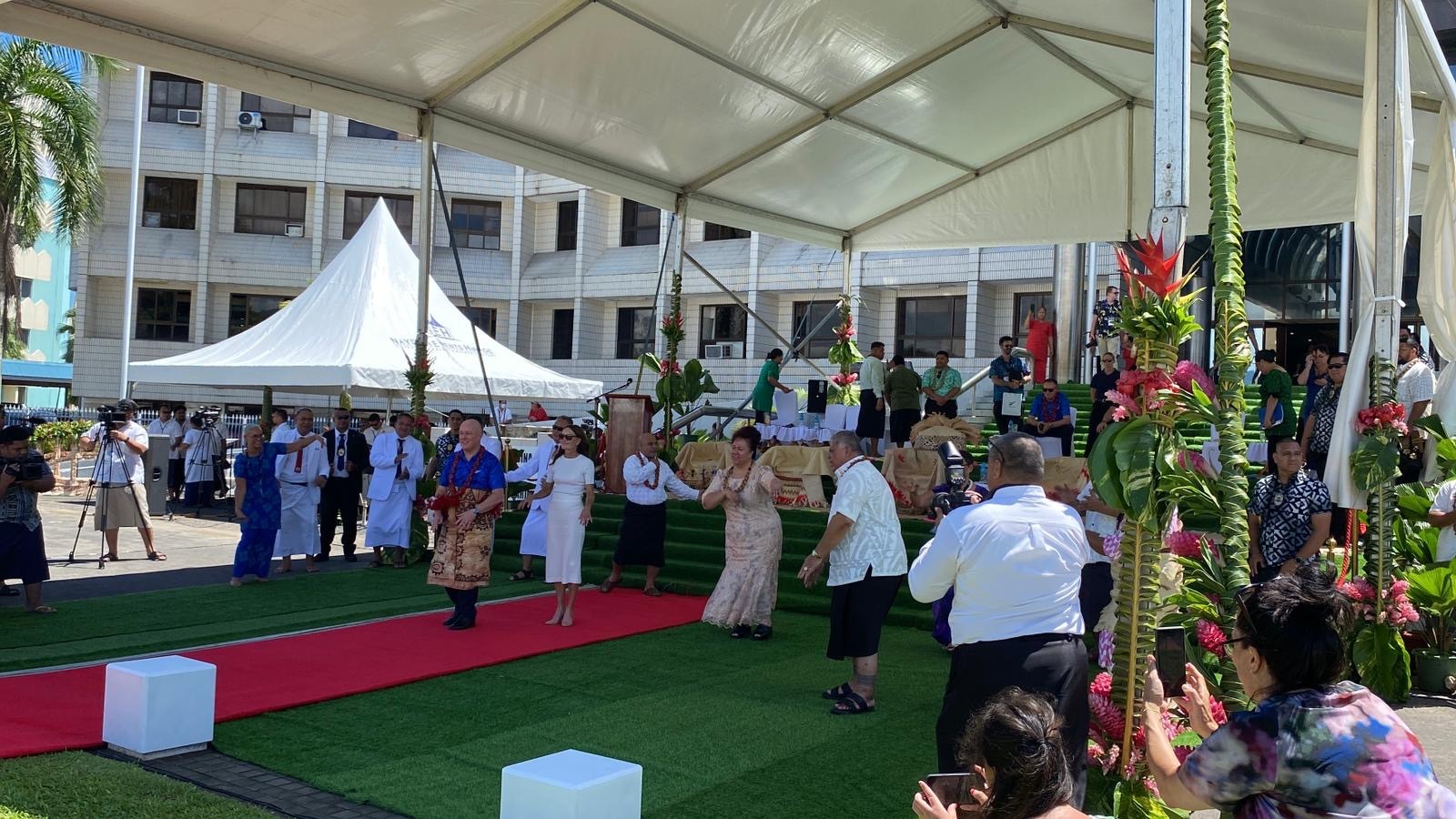PM Christopher Luxon takes part in traditional ava ceremony to formalise the bestowal of his matai title. Photo / Julia Gabel