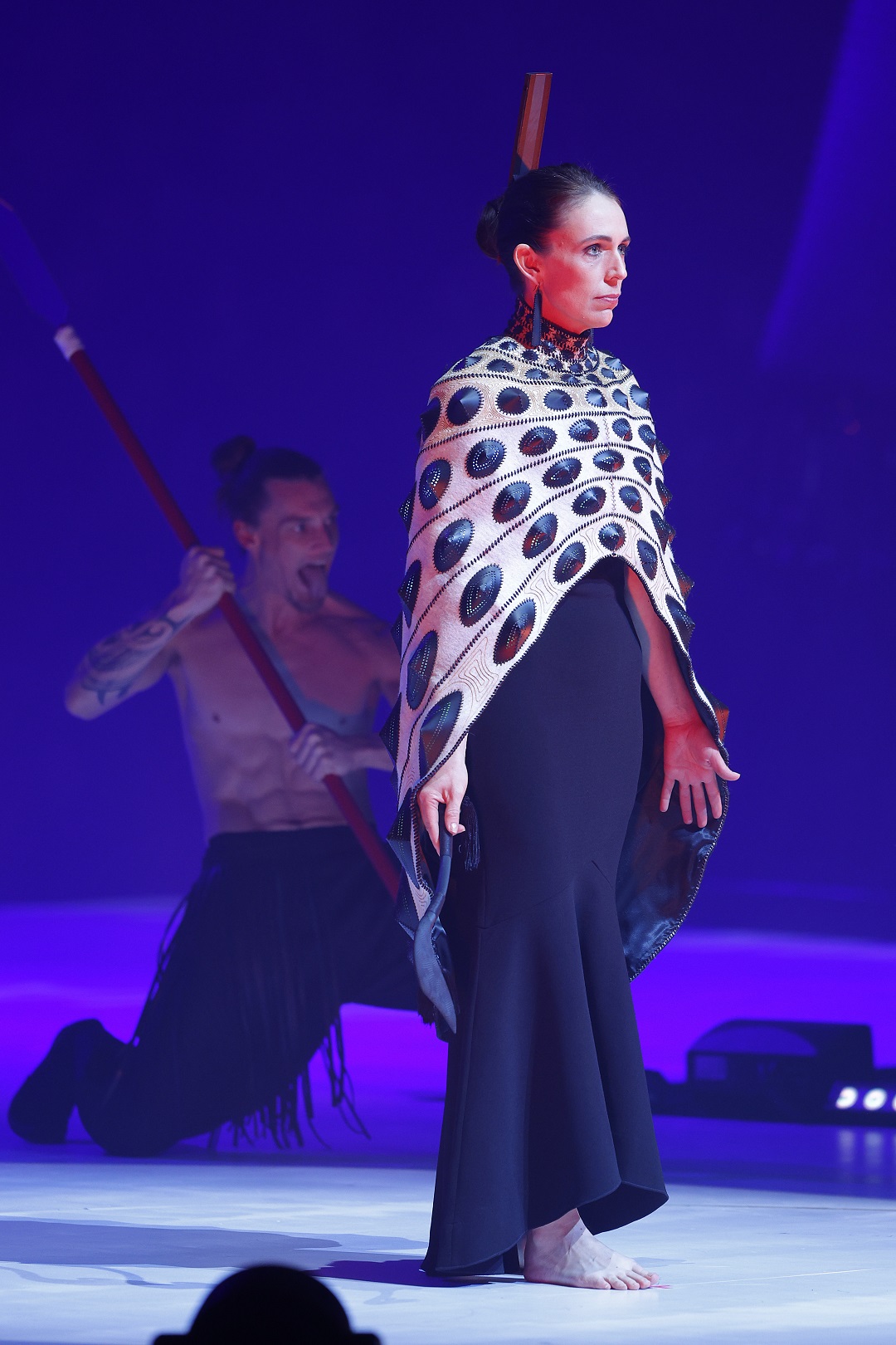 Digitally Grown by Dylan Mulder is worn by Jacinda Ardern, then prime minister, during the 2022 World of WearableArt Awards. Photo / Getty Images