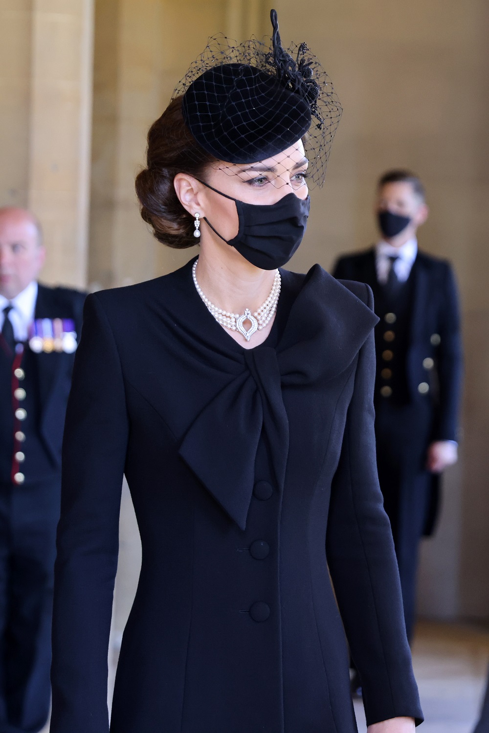 Kate, princess of Wales arrives for the funeral of Prince Philip, duke of Edinburgh at Windsor Castle on April 17, 2021. Photo / Getty Images