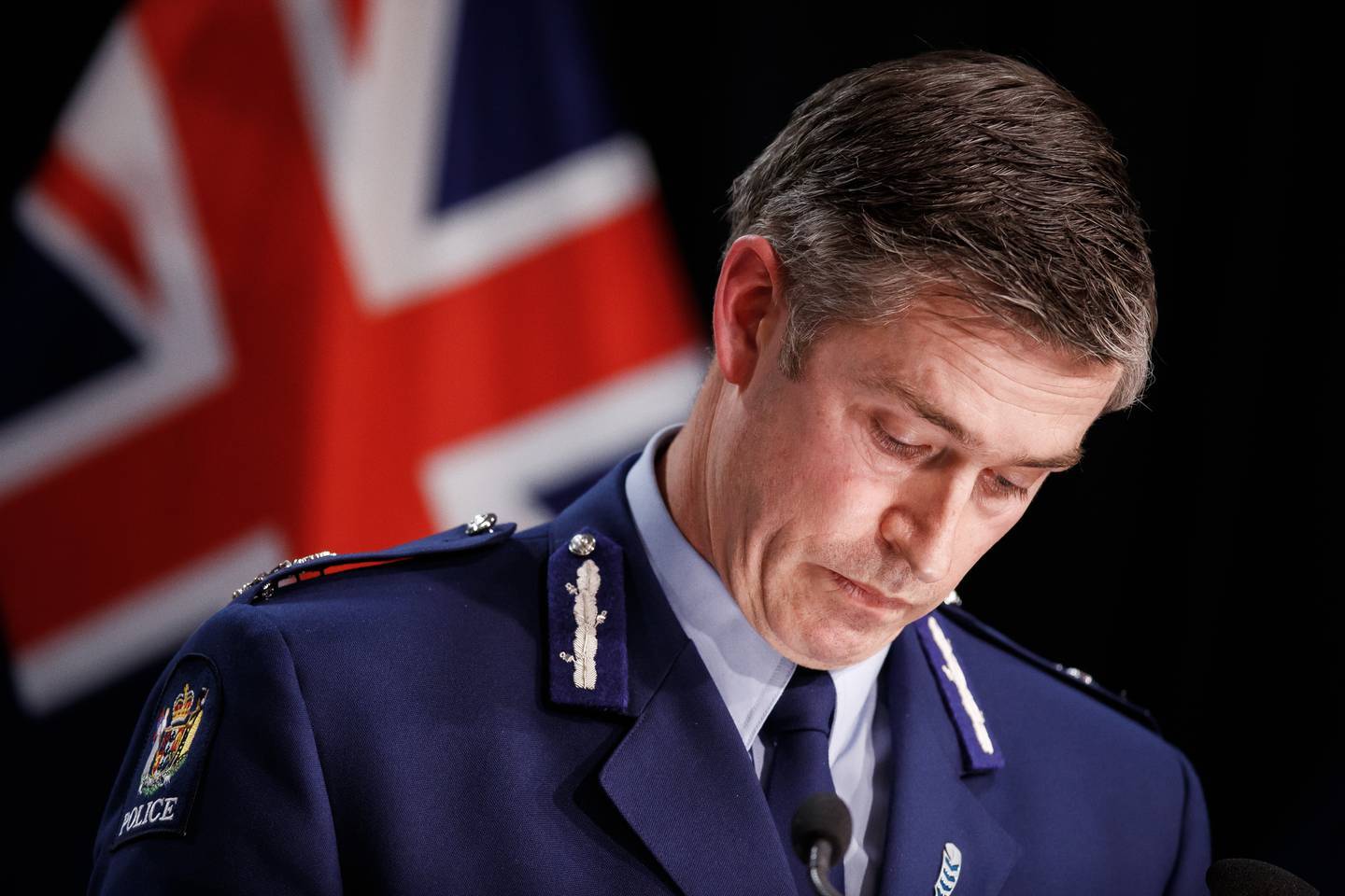 Police Commissioner Andrew Coster speaks at the press conference after the attack yesterday. Photo / Robert Kitchin / Stuff