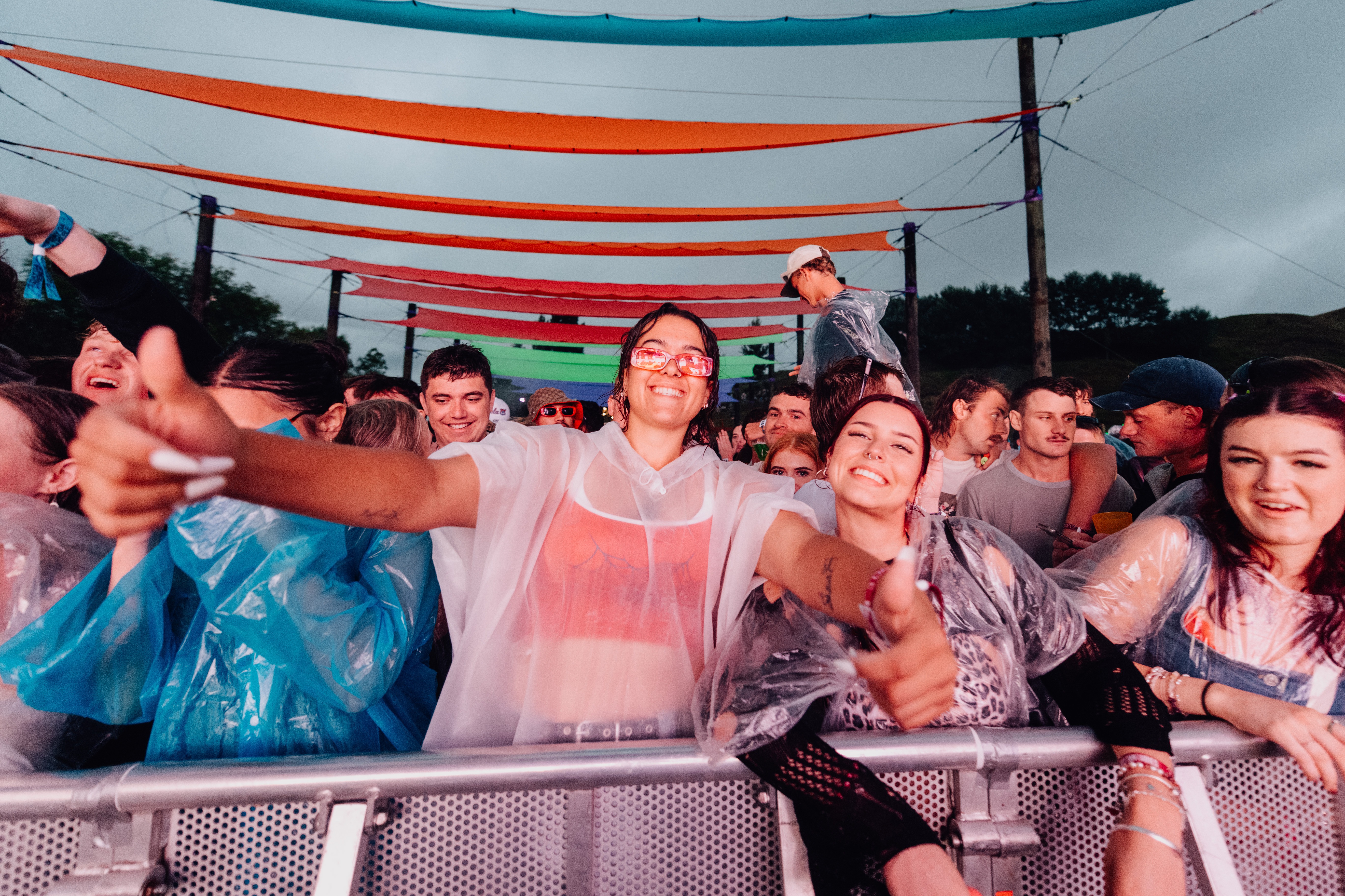 It was fun in the rain for the masses on a sodden second day of Rhythm and Vines. Plastic ponchos and gumboots were the dominant fashion.
