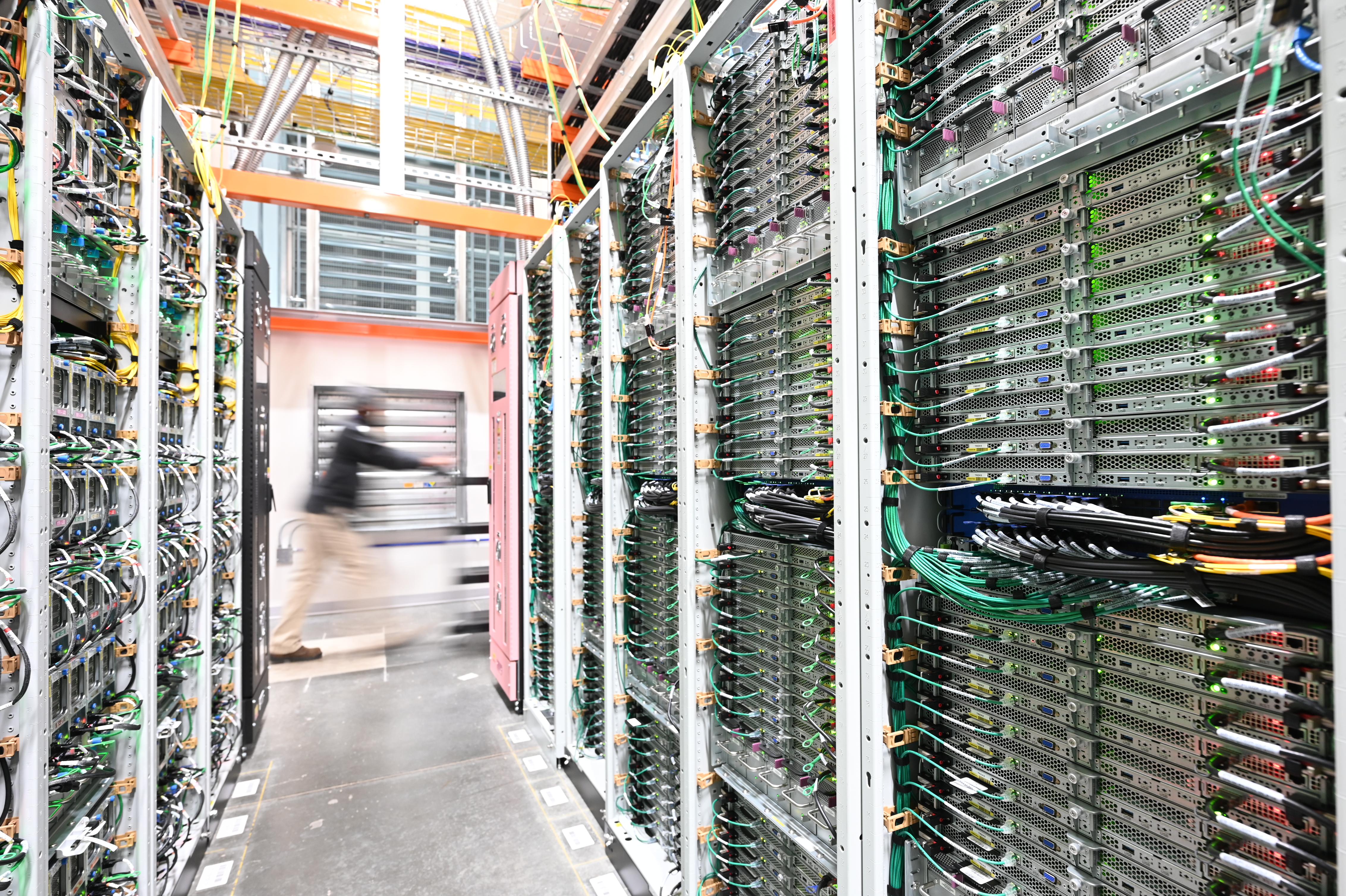 Servers stacked inside an Amazon Web Services data centre.
