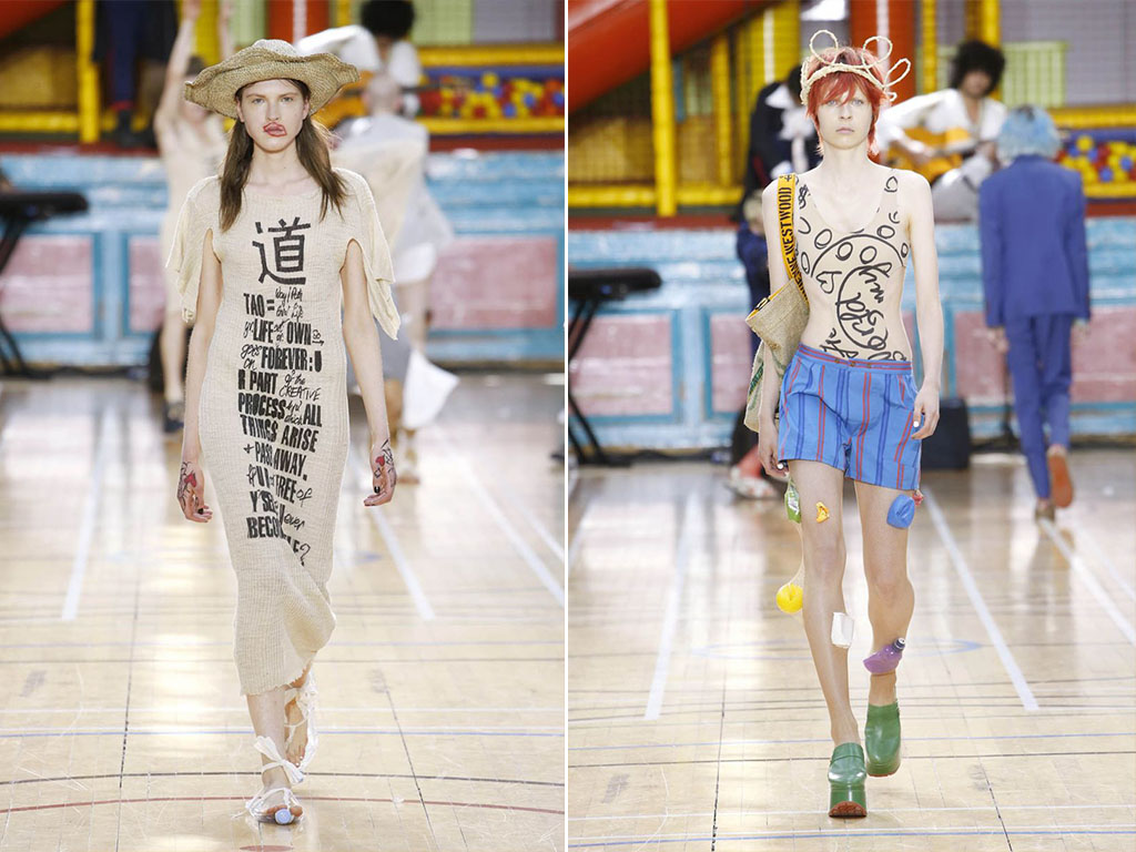Vivienne Westwood's spring/summer 2018 collection featured garments and bags made out of repurposed coffee sacks from Nairobi. Picture / Supplied