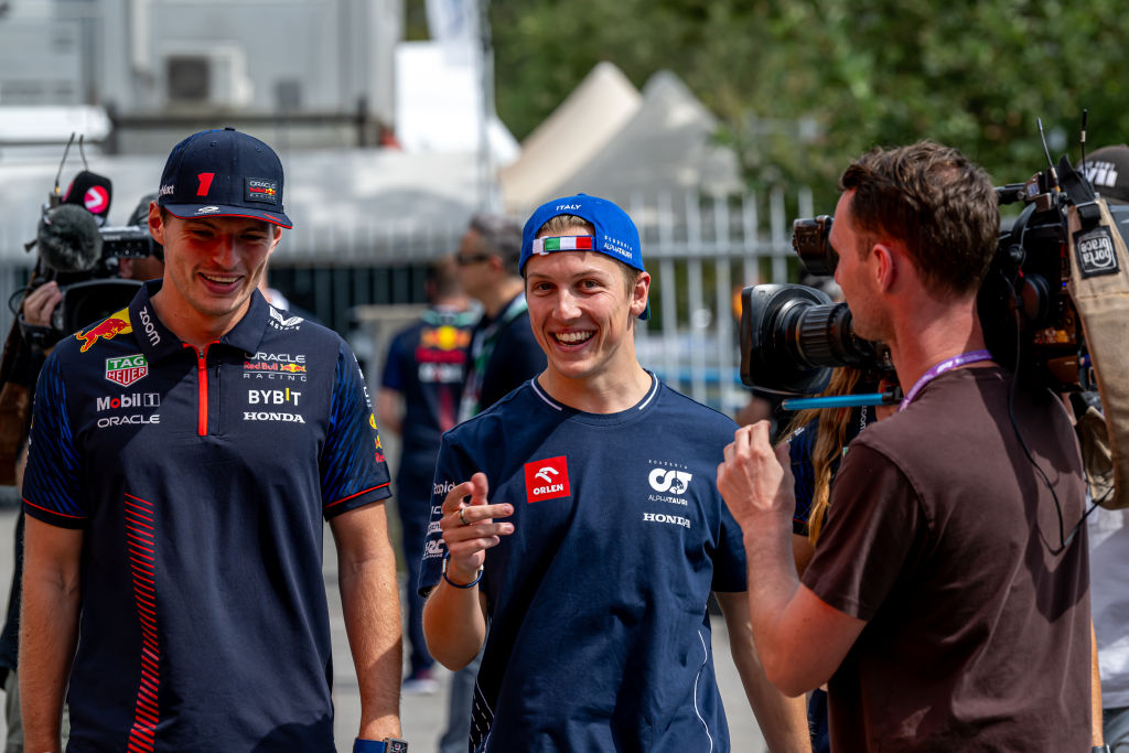 Max Verstappen and Liam Lawson at Monza (2023). Photo / Getty Images