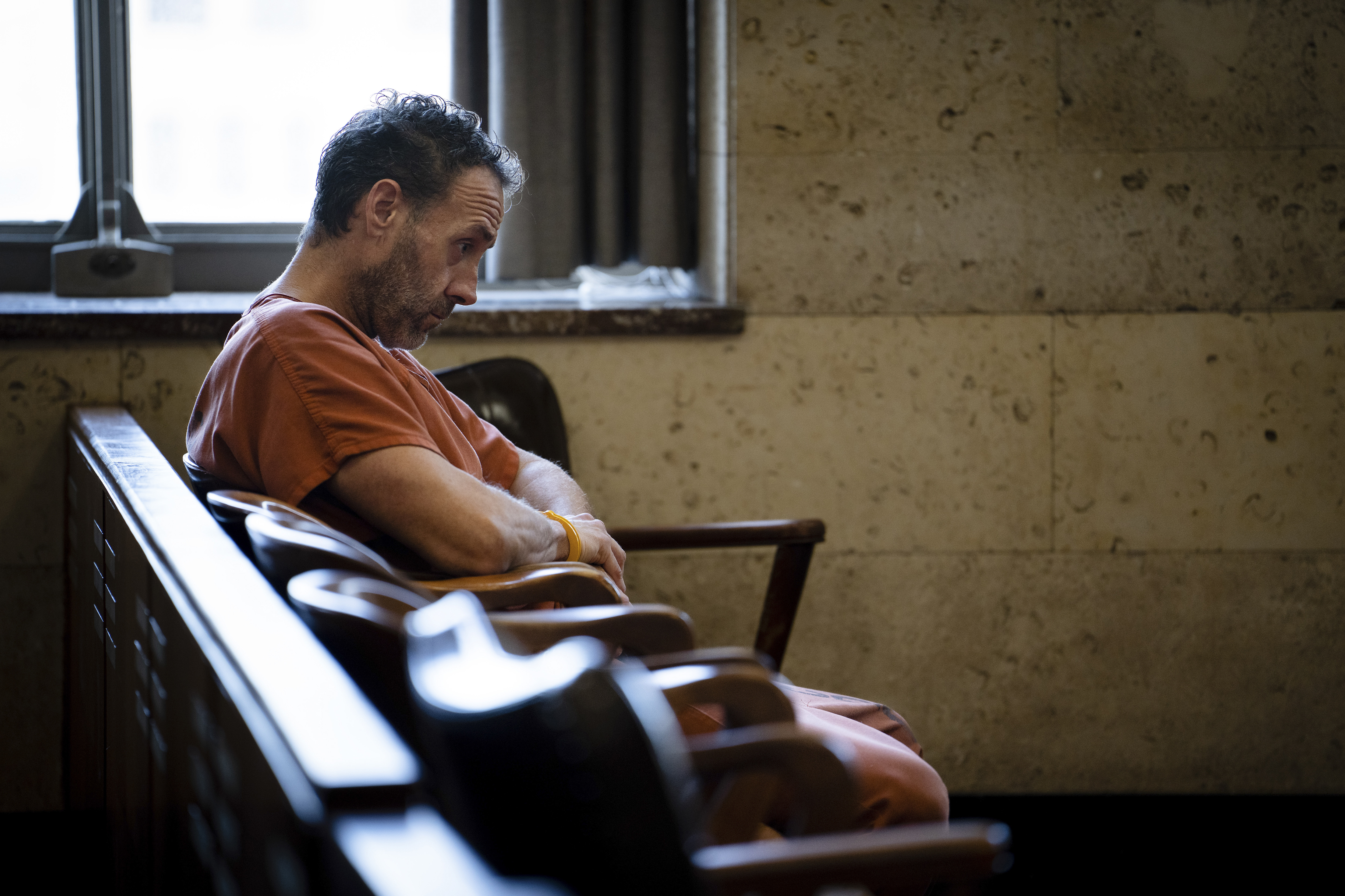 Joshua Askins during his bail hearing at Oklahoma County Courthouse on May 30, 2023. Askins was charged with first degree murder after his friend, Chris Drake, died of a fentanyl overdose after the two used the drug together in Drake’s car. Photo / Erin Schaff, The New York Times