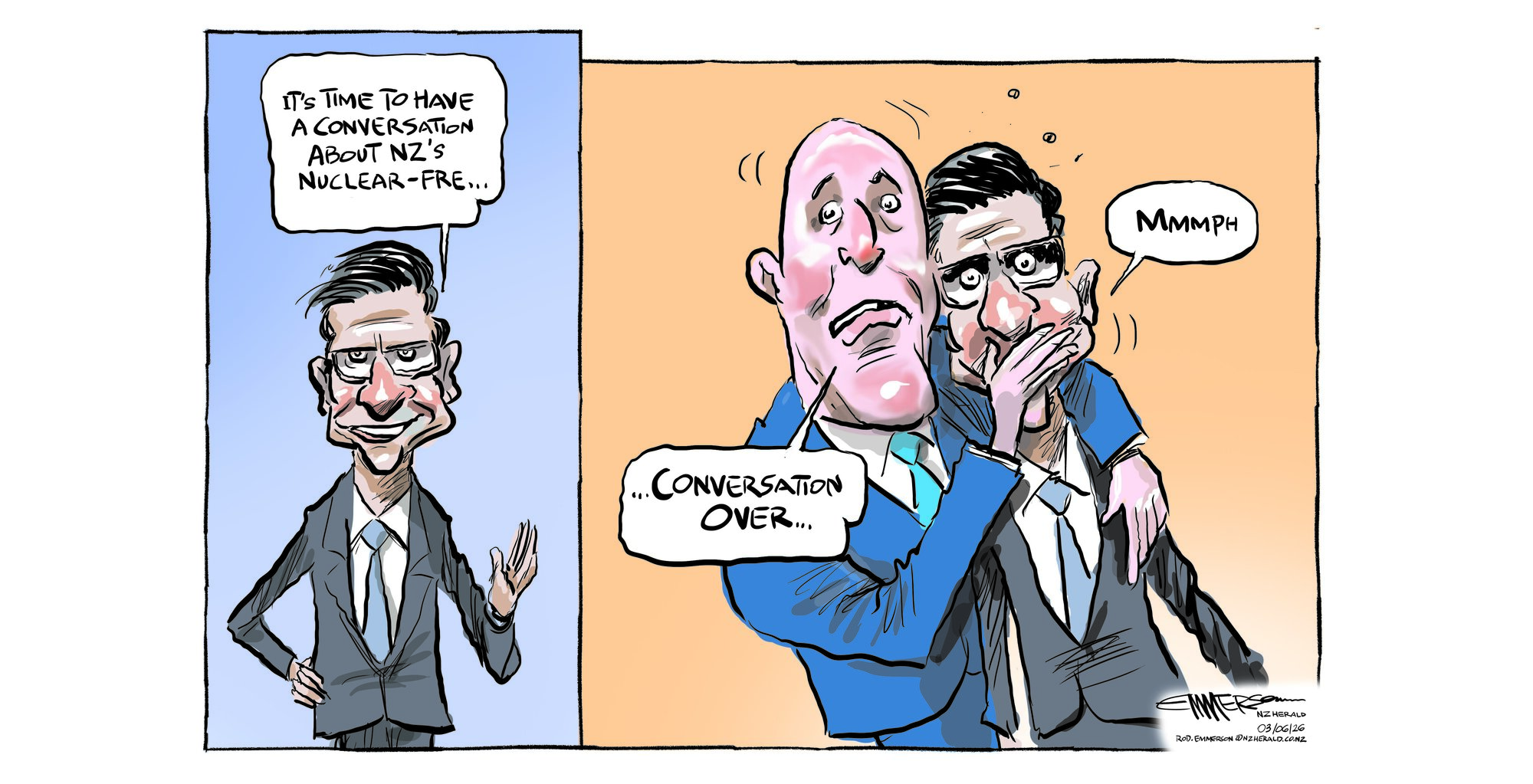 Herald cartoonist Rod Emmerson's take on the Penk gaffe at the Shangri-La Dialogue last month.