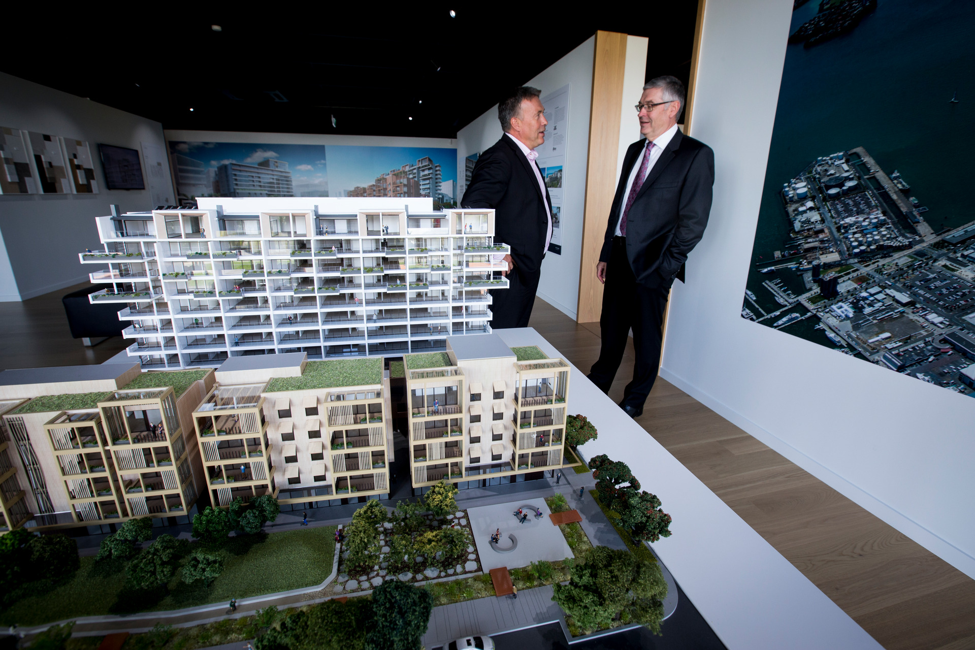Roger Twose with McGuinness in a Wynyard Quarter showroom. Photo / Dean Purcell