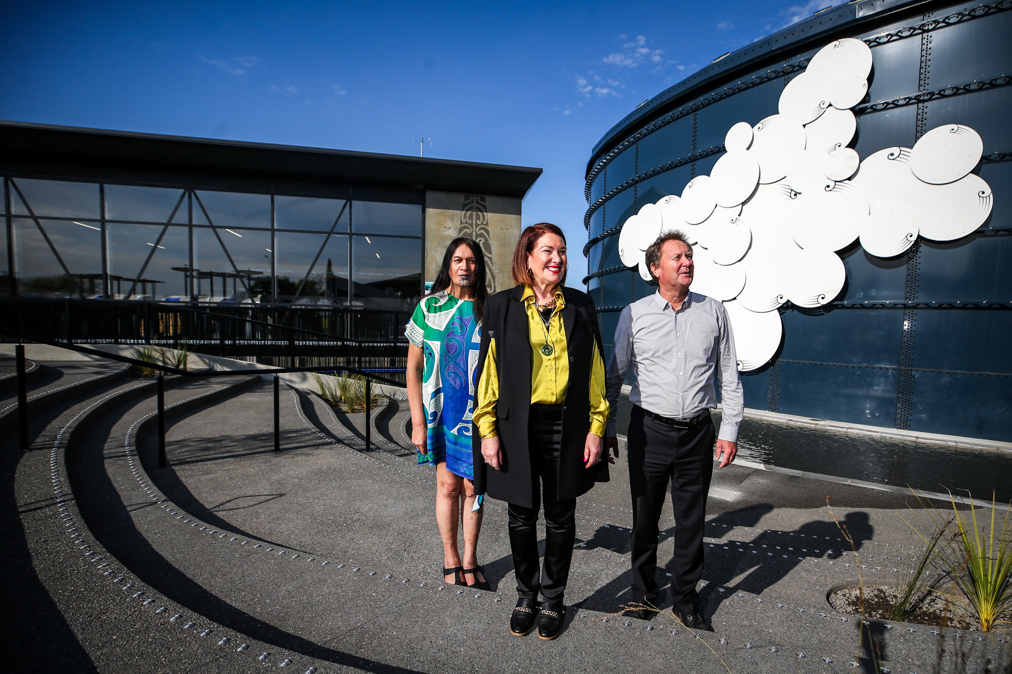 Teacher and lecturer Hira Huata, Hastings Mayor Sandra Hazlehurst and director of major projects Graeme Hansen at Waiaroha Heretaunga Discovery Centre. Photo / Paul Taylor