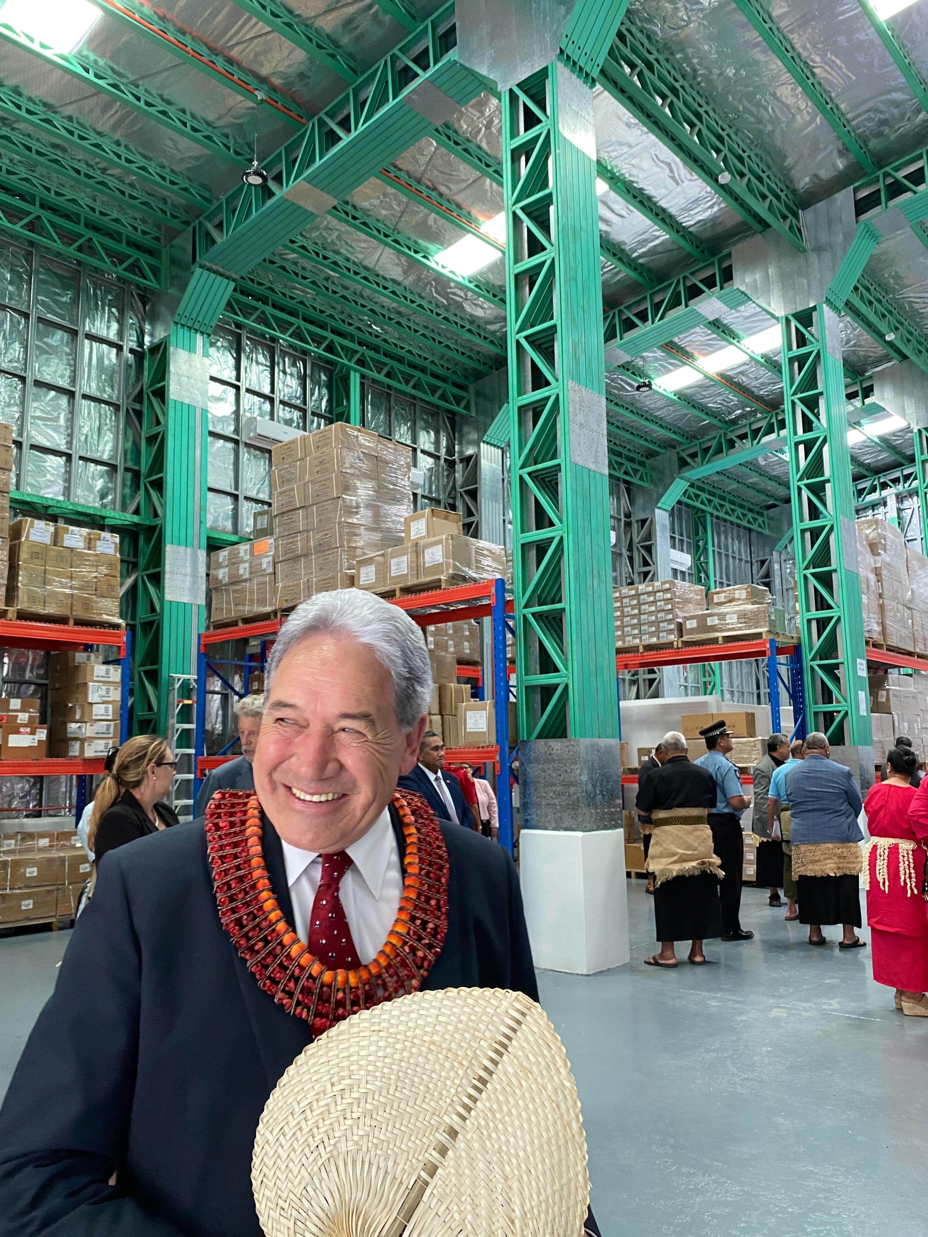 Foreign Affairs Minister Winston Peters inside Tonga’s new pharmaceutical facility, built with the help of $2.4m from New Zealand. Photos / Vaimoana Mase