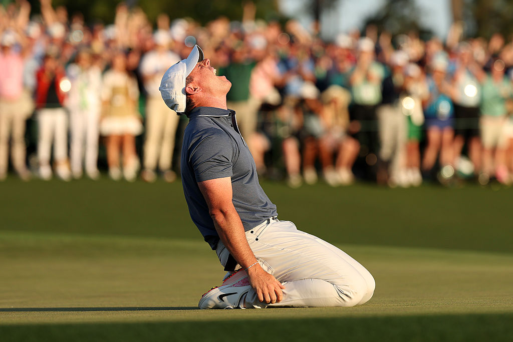 Rory McIlroy celebrates winning the 2025 Masters Tournament after the first playoff hole on the 18th green at Augusta National Golf Club. Photo / Getty Images