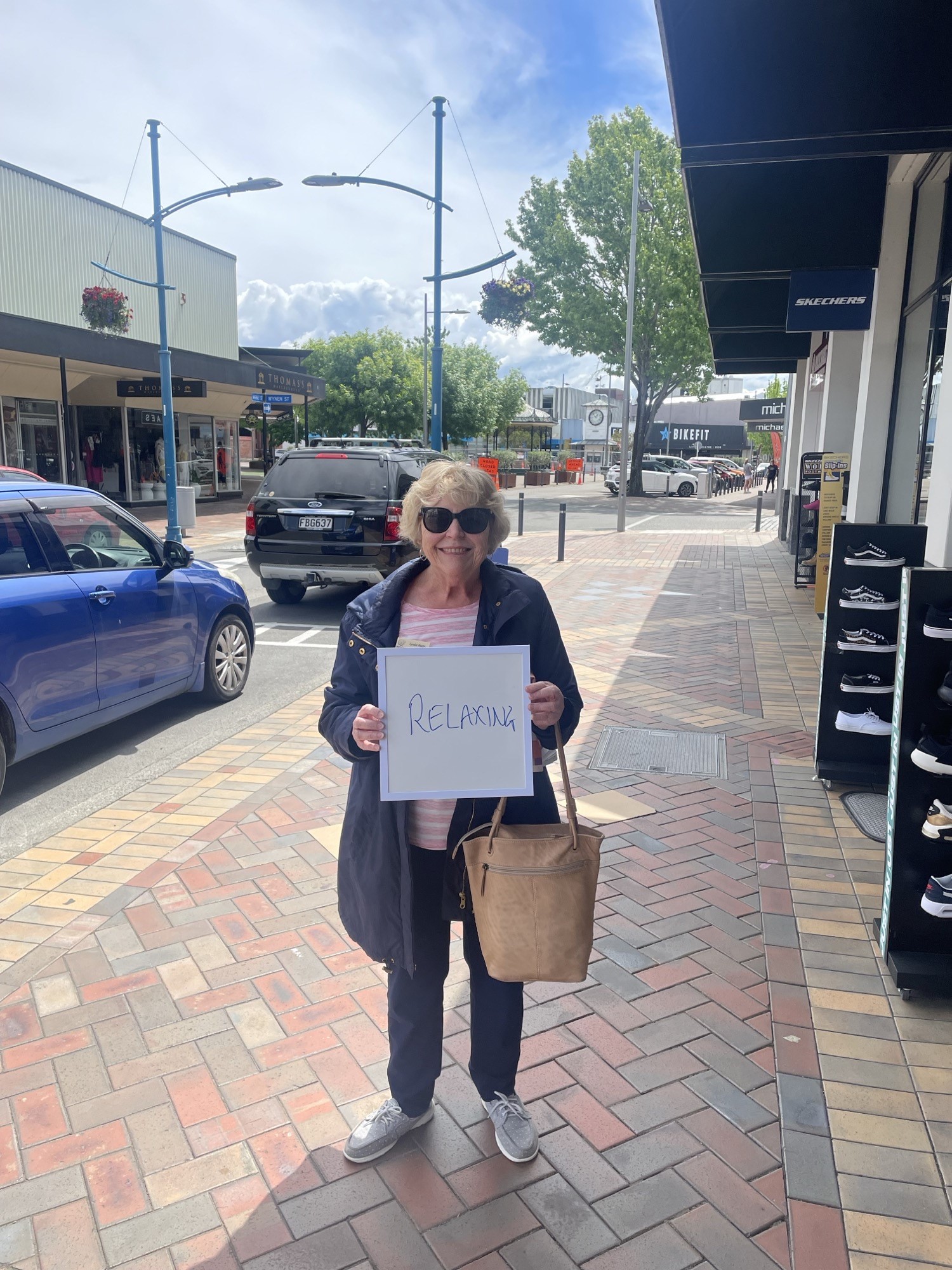 Lyndal Roots, from Sydney, was in a happy mood in Blenheim on Sunday.