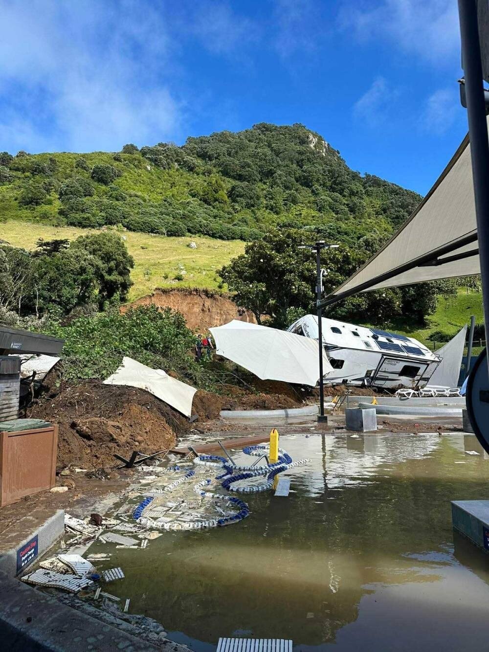  Damage after a slip at the Mount Maunganui Beachside Holiday Park.