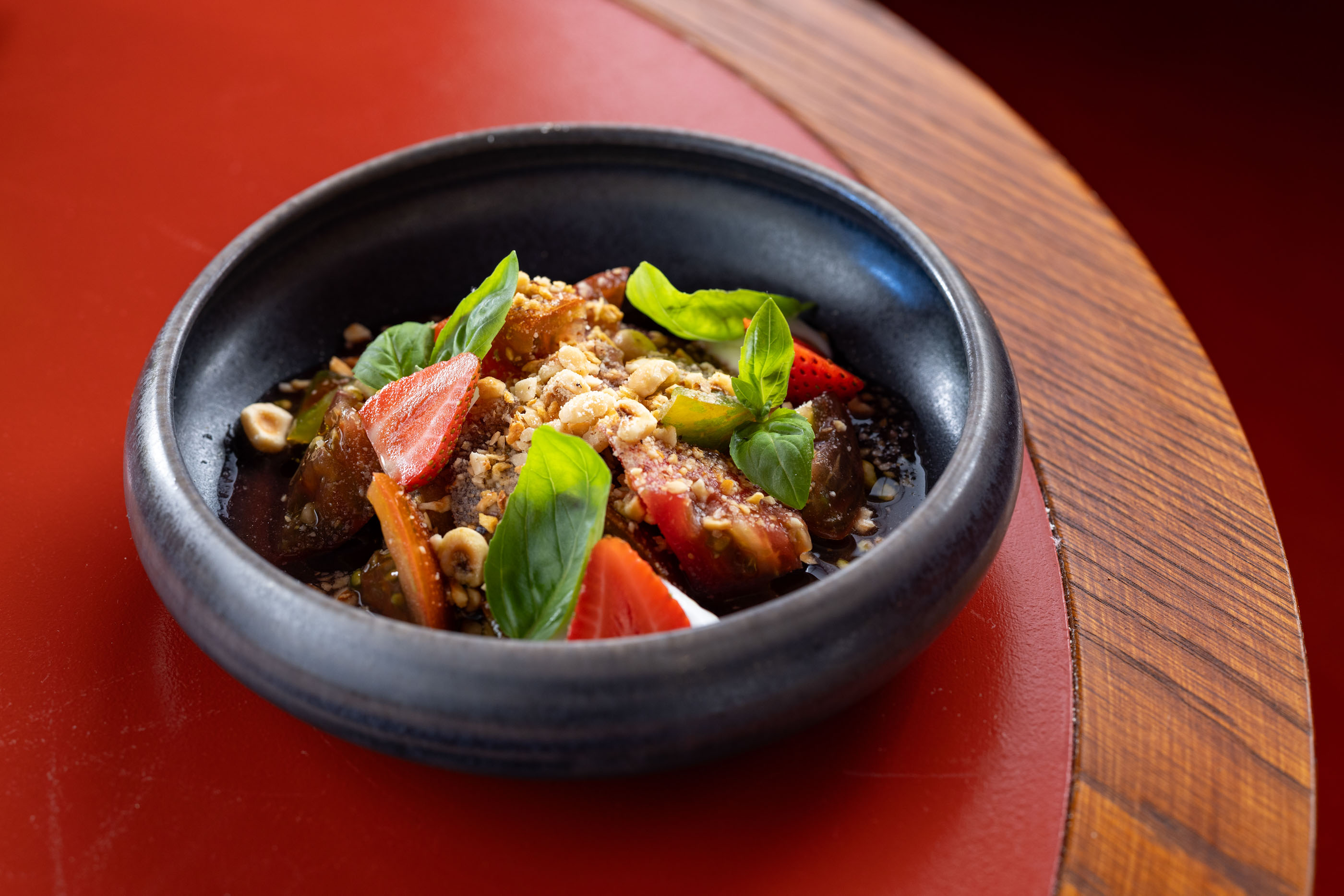 The tomato strawberry salad. Photo /  Babiche Martens