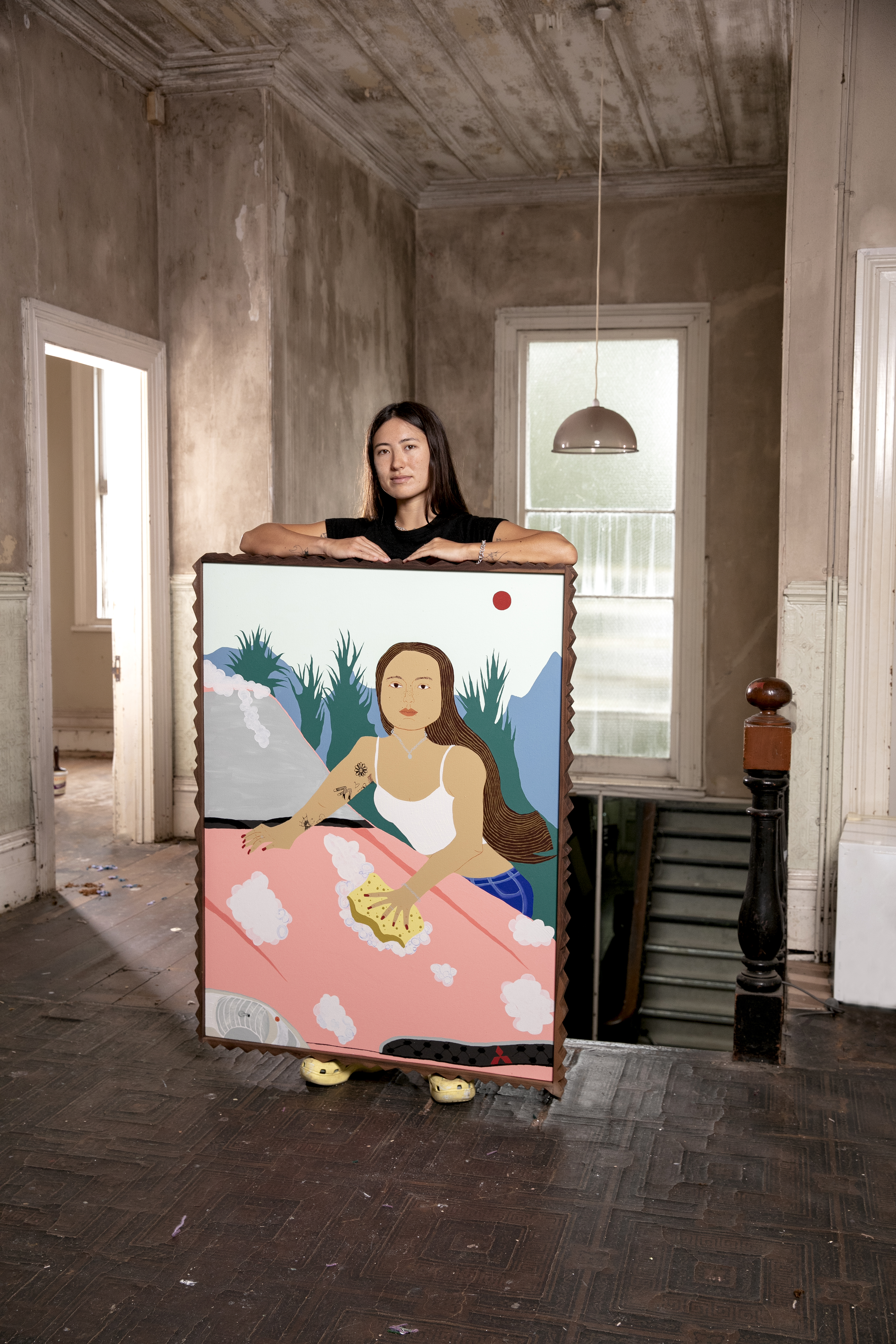 Artist Claudia Kogachi in her studio in Epsom. Photo / Babiche Martens