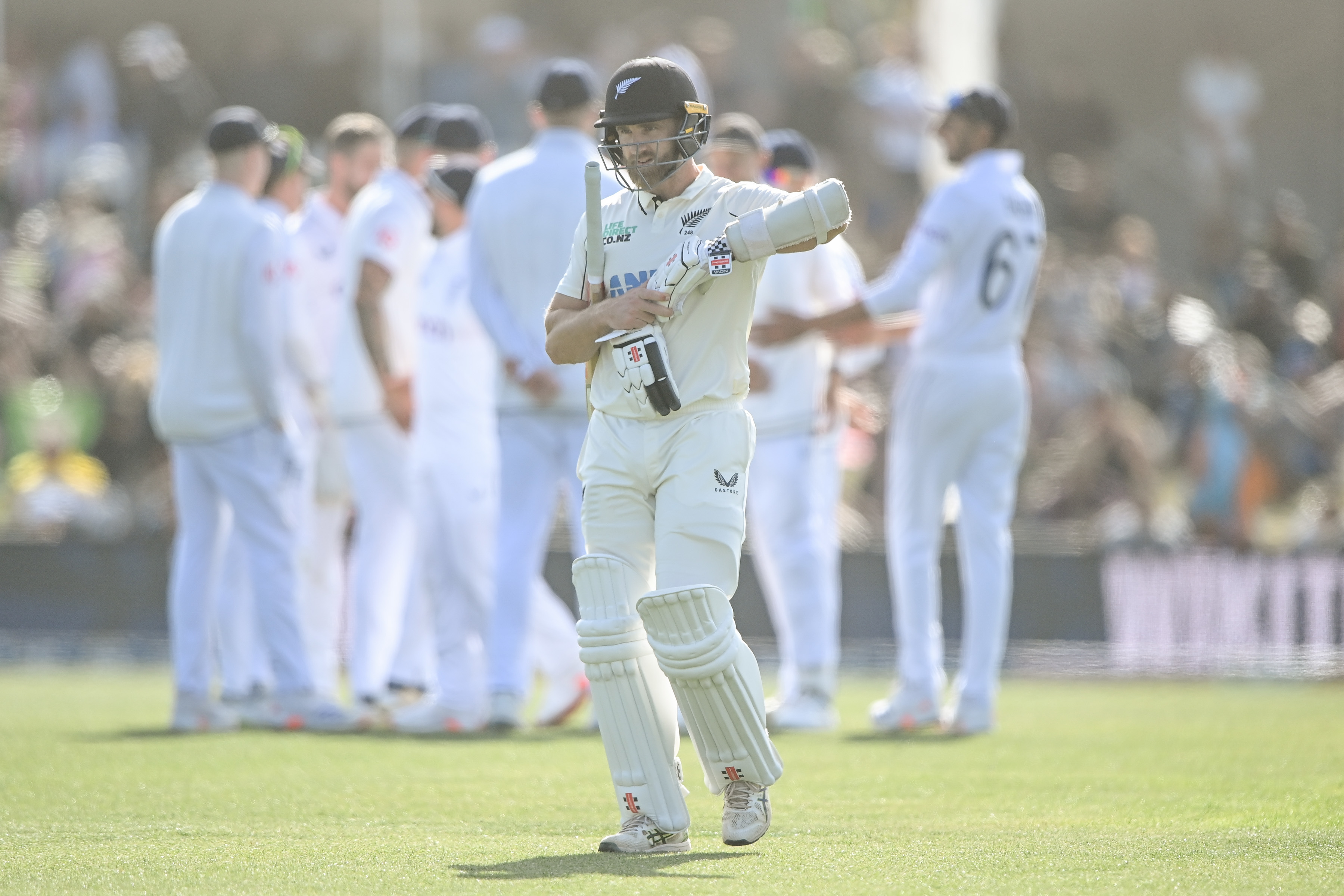 Kane Williamson departs on day three at Hagley Oval. Photo / Photosport
