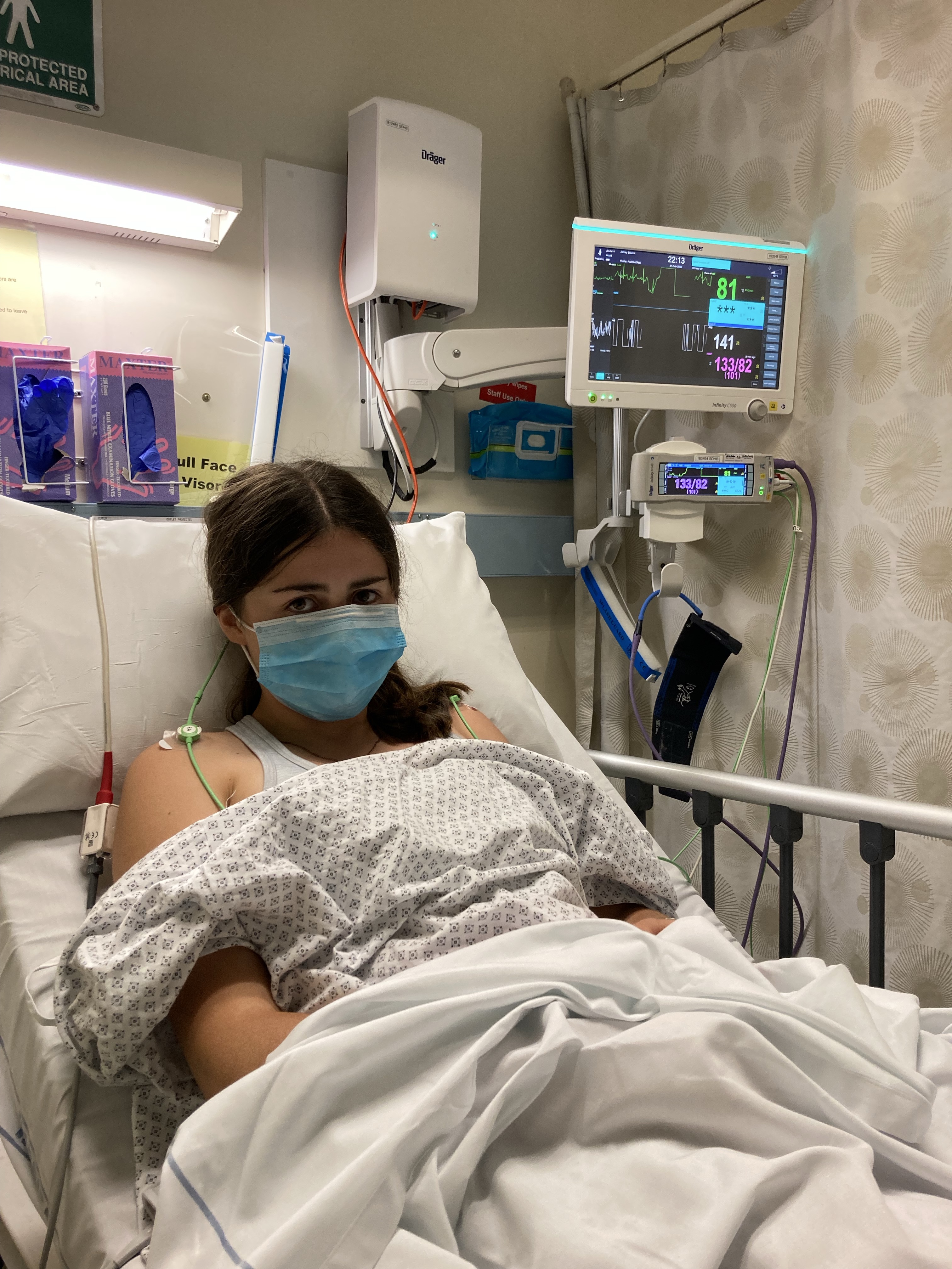 Ashley Beulink was in the Dunedin Hospital ED in February 2022 after having chest pains following her second dose of the Pfizer vaccine. She was later diagnosed with vaccine-induced pericarditis.
