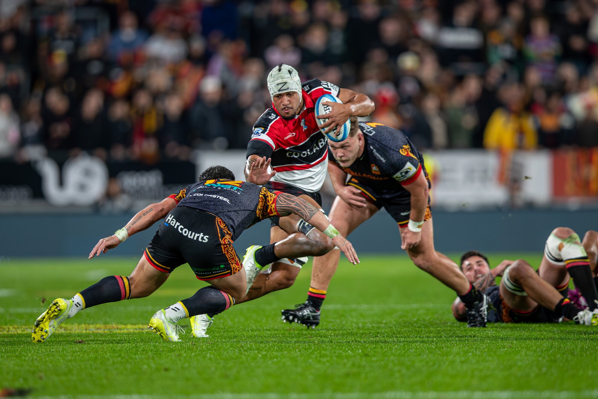Leicester Fainga'anuku was limited by injury in the Crusaders' semi-final against the Chiefs. Photo / Alyse Wright.