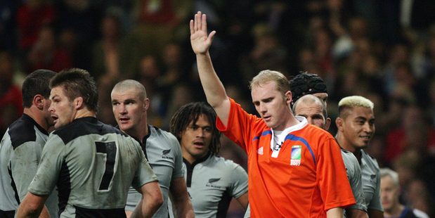 Wayne Barnes became the focal point for a nation's wrath and resentment following his controversial refereeing performance in the 2007 quarter-final. Photo / Photosport 