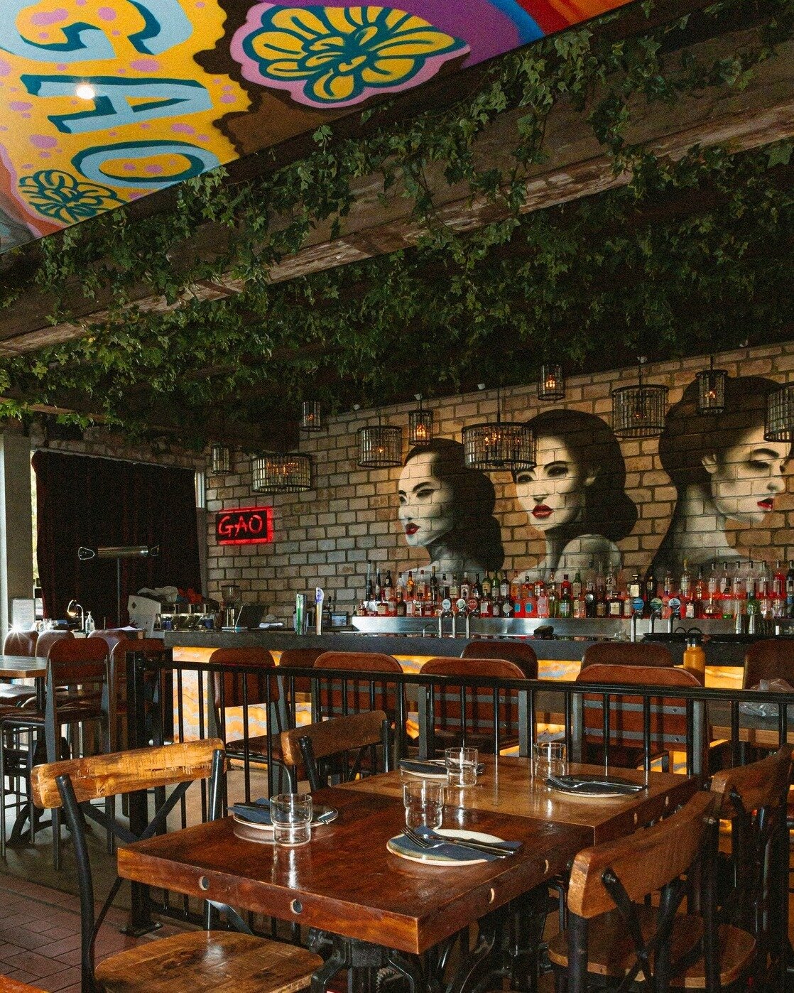 Gao Restaurant in Albany has a vibrant, street-art-covered setting.