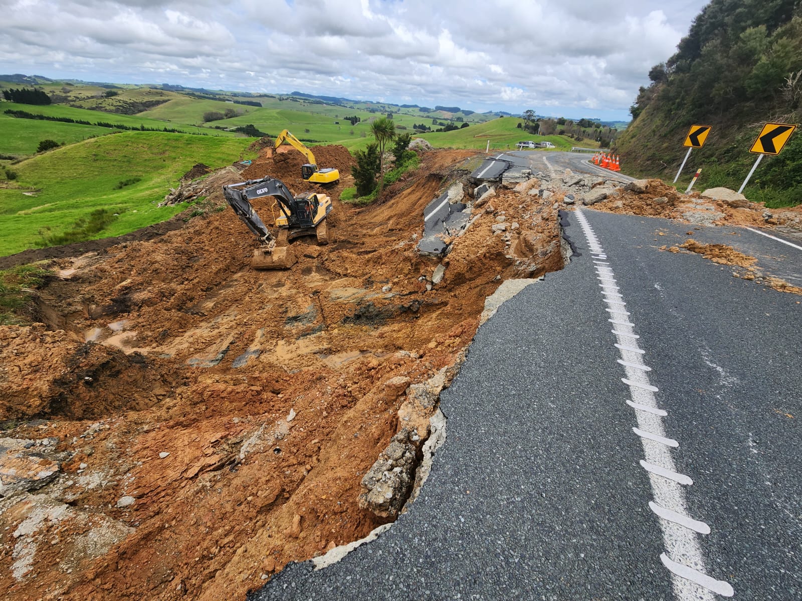 Almost $120 million in government money needs to be spent on making ratepayer-funded district roads being used for diverted Brynderwyns SH1 traffic fit for that purpose.  Photo / Civil Defence Northland
