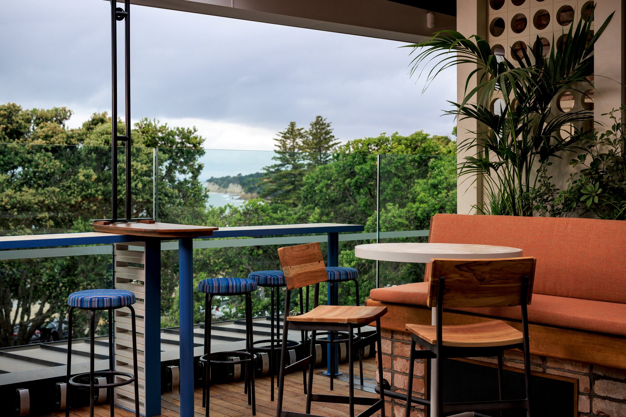 The main bar area looks out over the Hauraki Gulf. Photo / Babiche Martens
