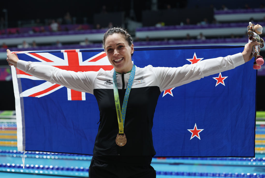 Dame Sophie Pascoe after winning gold in Tokyo. Photo / Getty Images