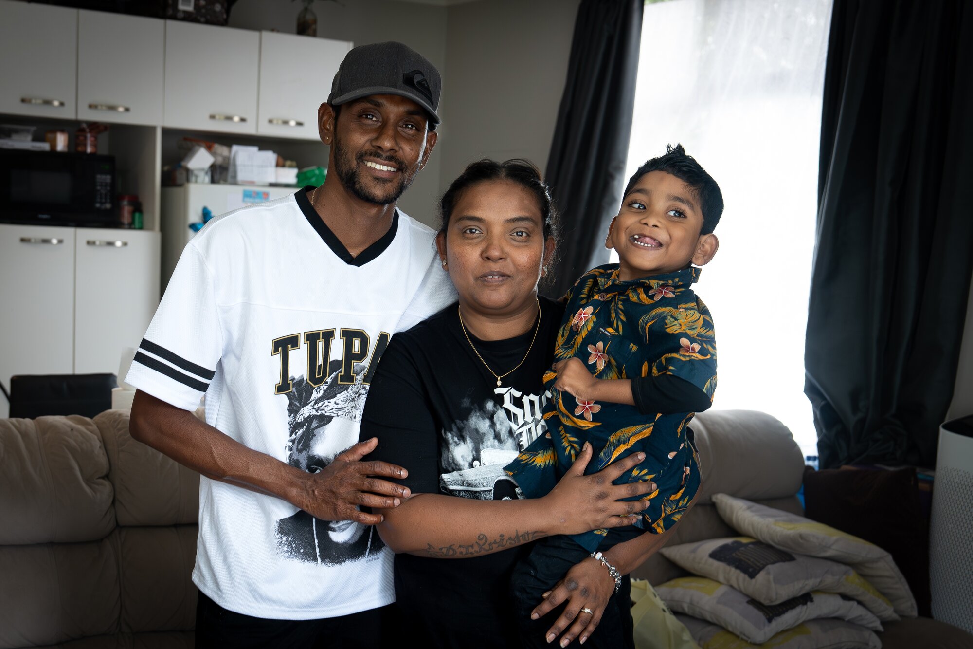Keshni and Krishneel Gounder live in a converted garage in Manurewa with their 5-year-old child Kiaansh, who has cerebral palsy, and their 2-year-old, Kaviansh. Photo / Annaleise Shortland