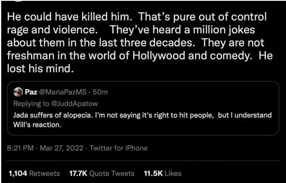 Judd Apatow has since deleted his tweet. 