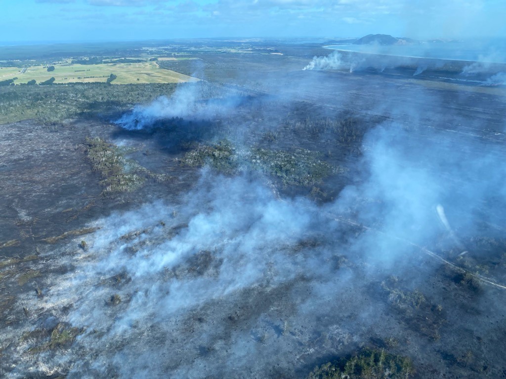 The fire has now consumed 2360ha of the Kaimaumau wetland. Photo / supplied
