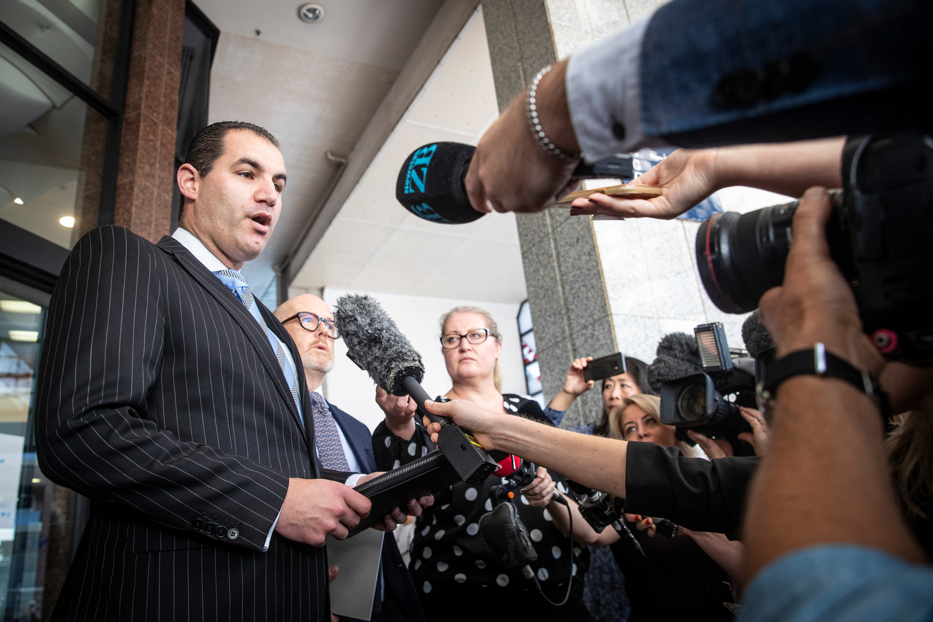 Jami-Lee Ross addresses reporters after his first court appearance over the SFO charges last year. Photo / Jason Oxenham