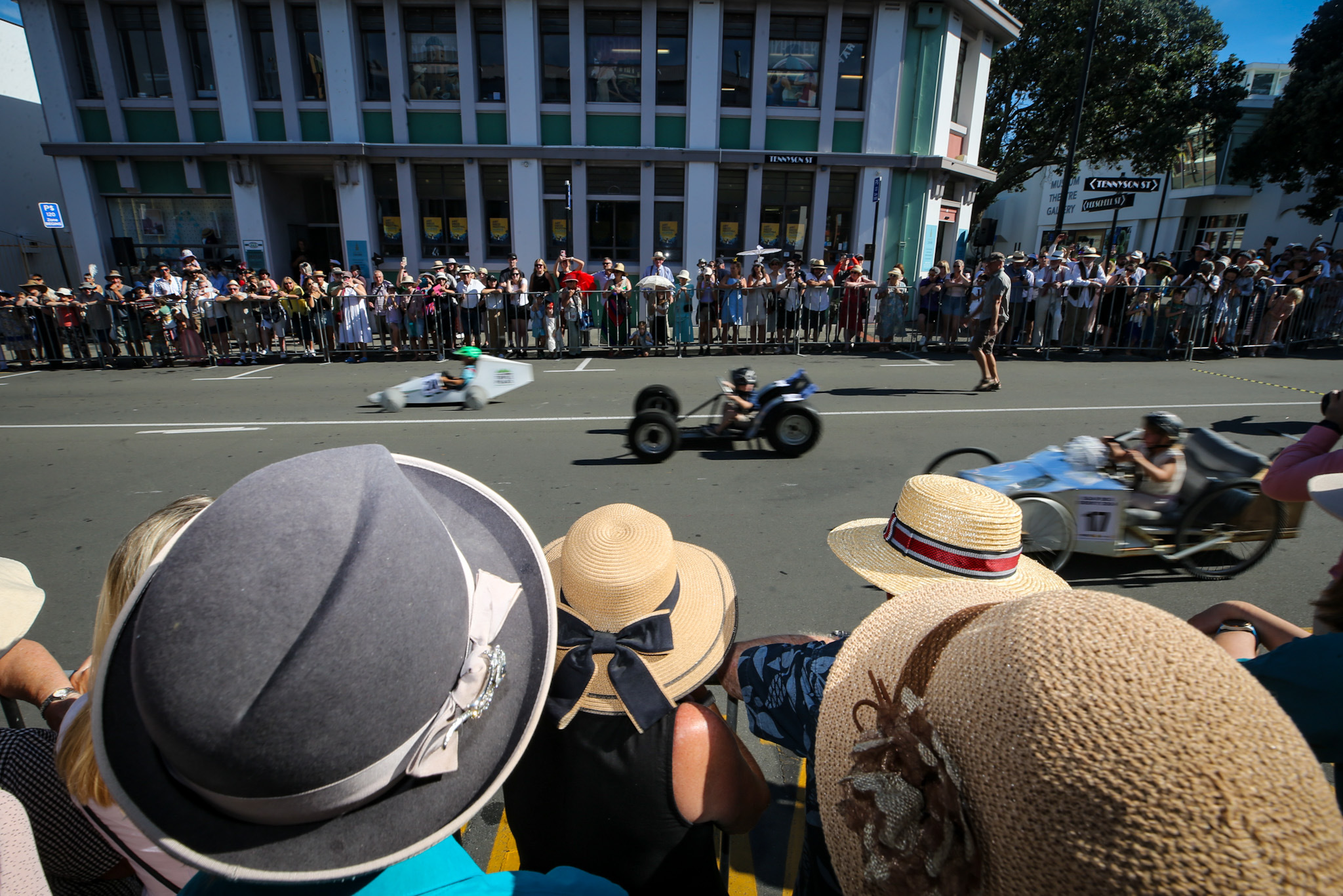 The soap box derby hooning down Tennyson St. Photo / Paul Taylor