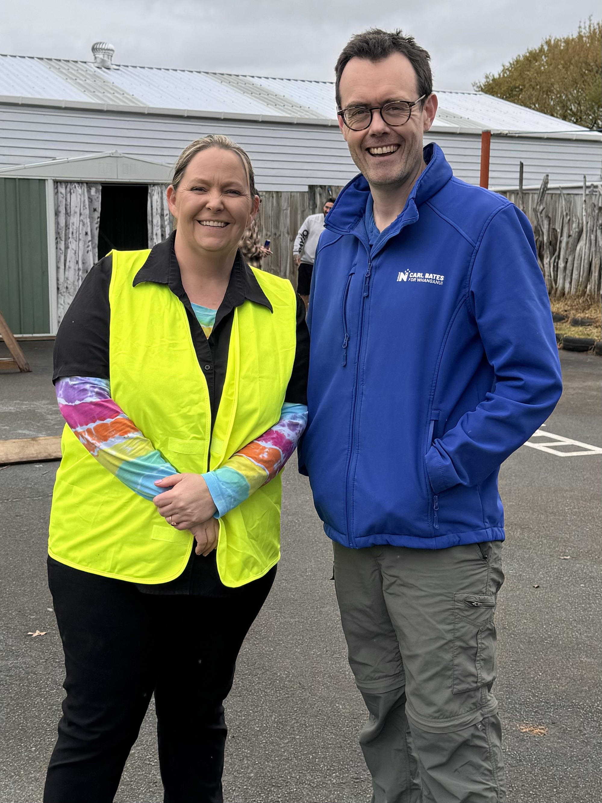 Carl Bates with Marie Butturini from Love and Learn Care and Education. Parents with children enrolled with at Love and Learn could be eligible for a partial reimbursement of ECE fees under the FamilyBoost programme.