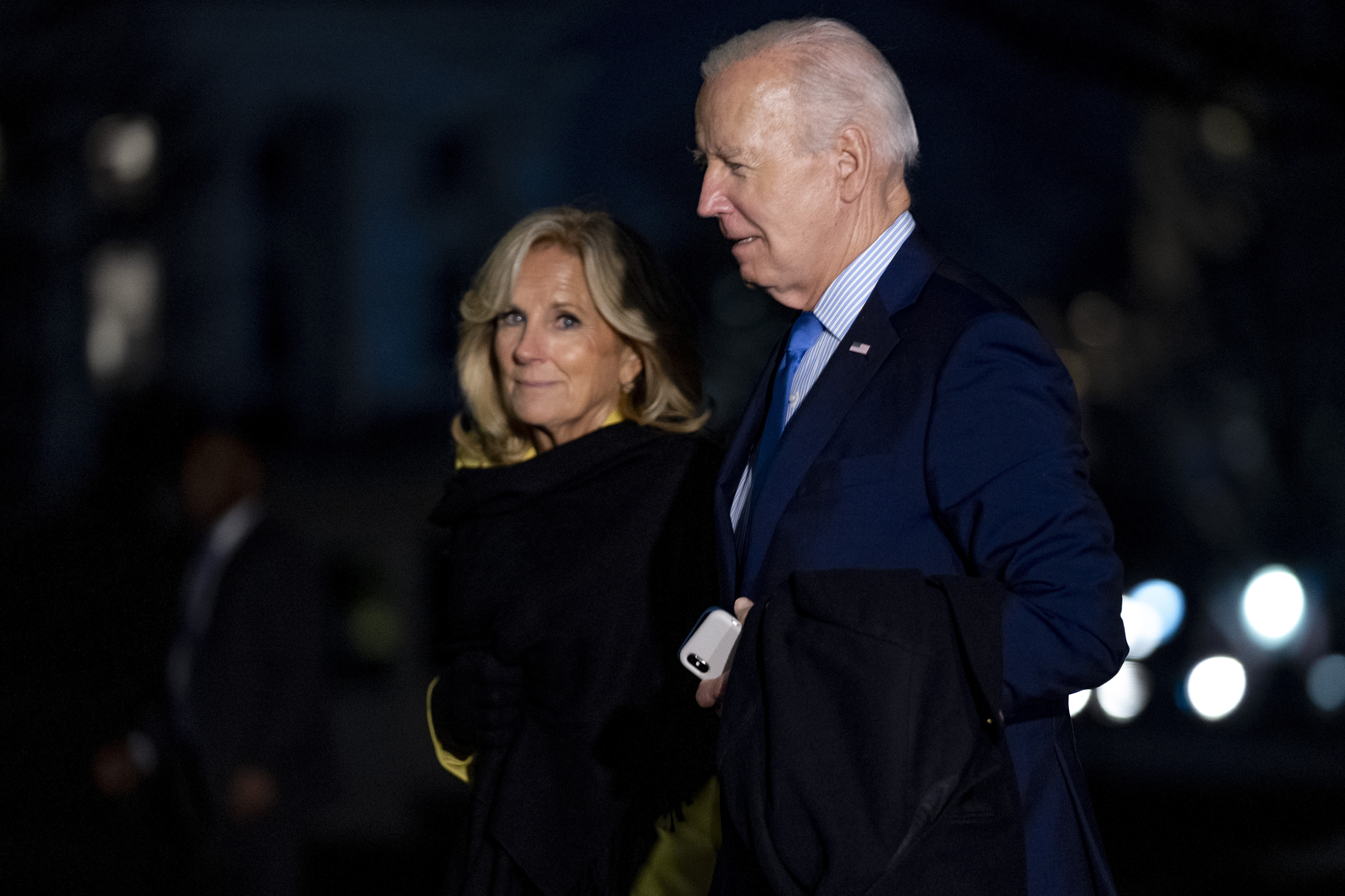 President Joe Biden and first lady Jill Biden arrive at the White House in Washington. Photo / AP