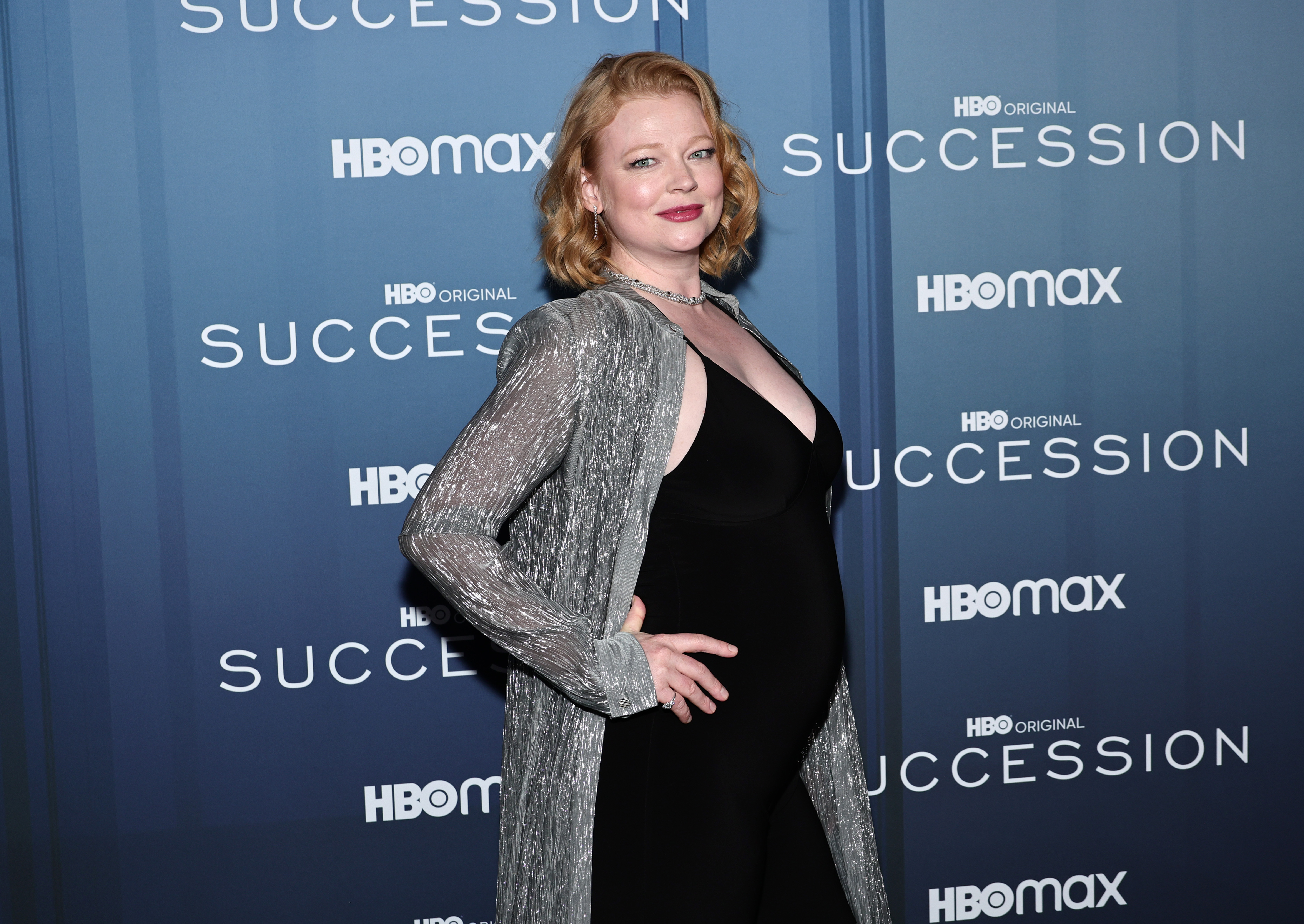 Sarah Snook debuted her baby bump for the first time at Succession's season 4 premiere. Photo / Getty Images
