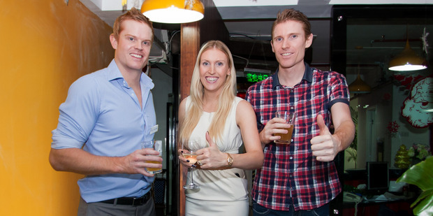 Nick Mowbray with his sister Anna and brother Mat. The Mowbray boys sold the original hot-air balloon toys door-to-door. 