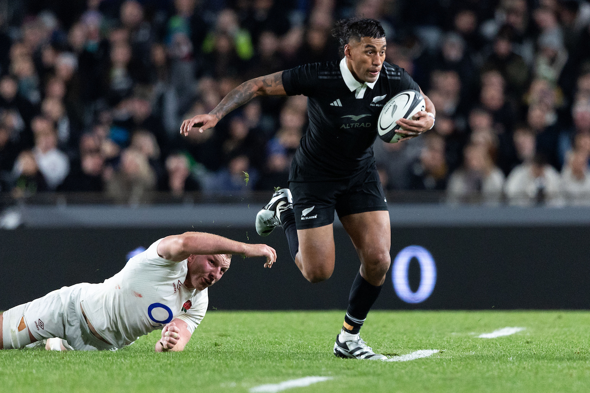 Rieko Ioane on the run against England. Photo / Photosport