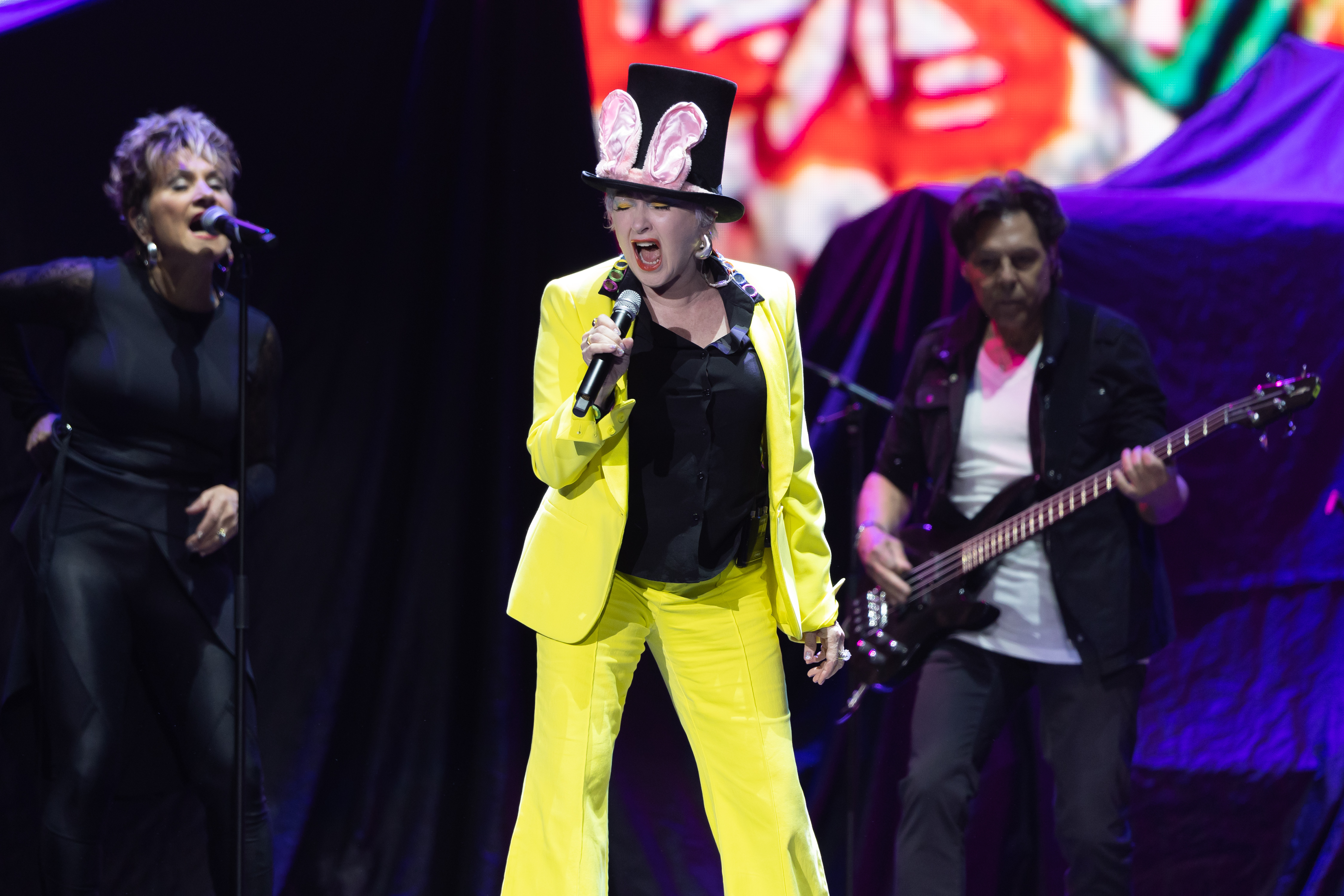 Cyndi Lauper performs during her set before the Rod Stewart concert at Spark Arena. Photo / Brett Phibbs