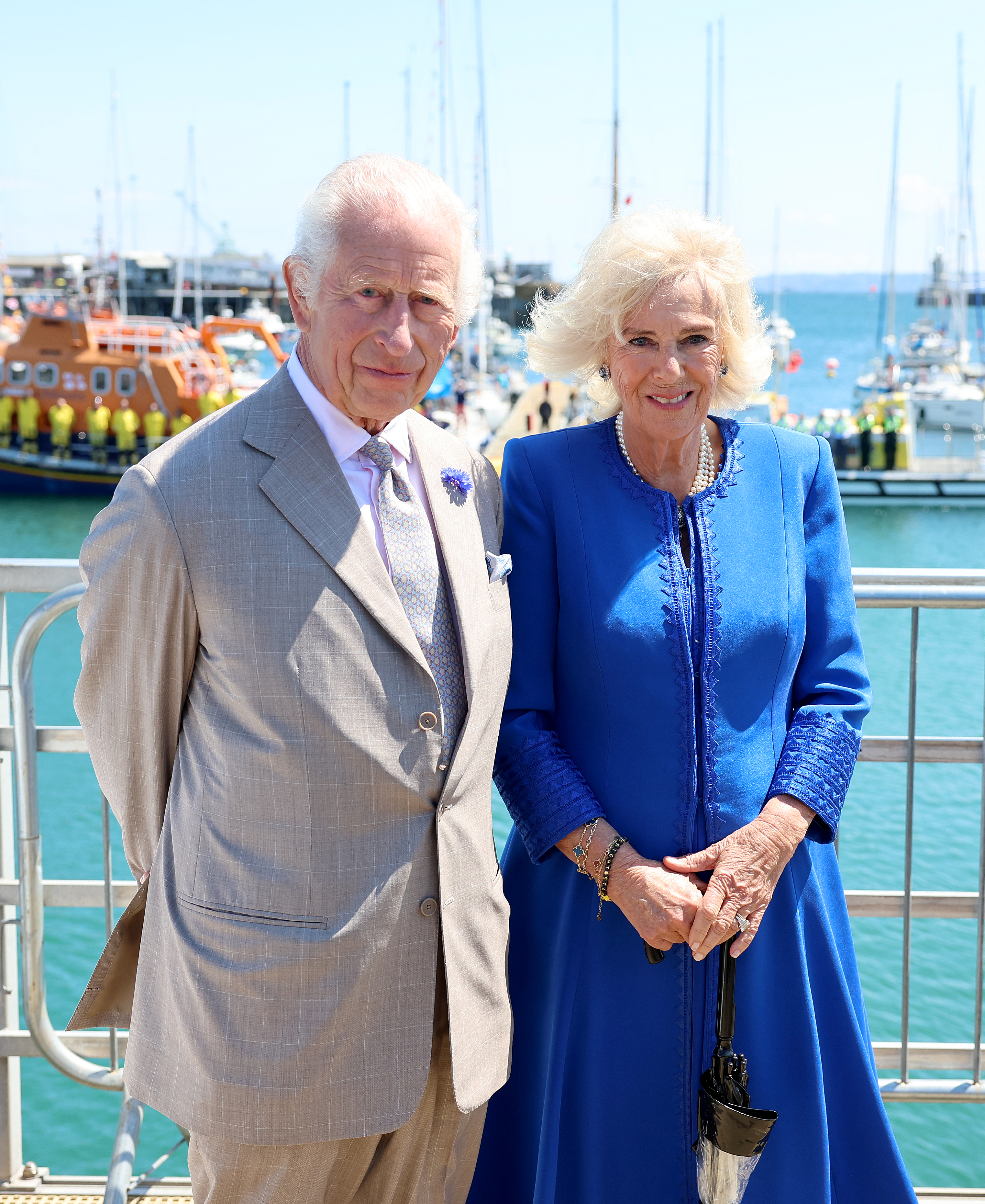 The King and Queen are presented with the loyal address from Alderney during a visit to Les Cotils at L'Hyvreus. Photo / Getty Images