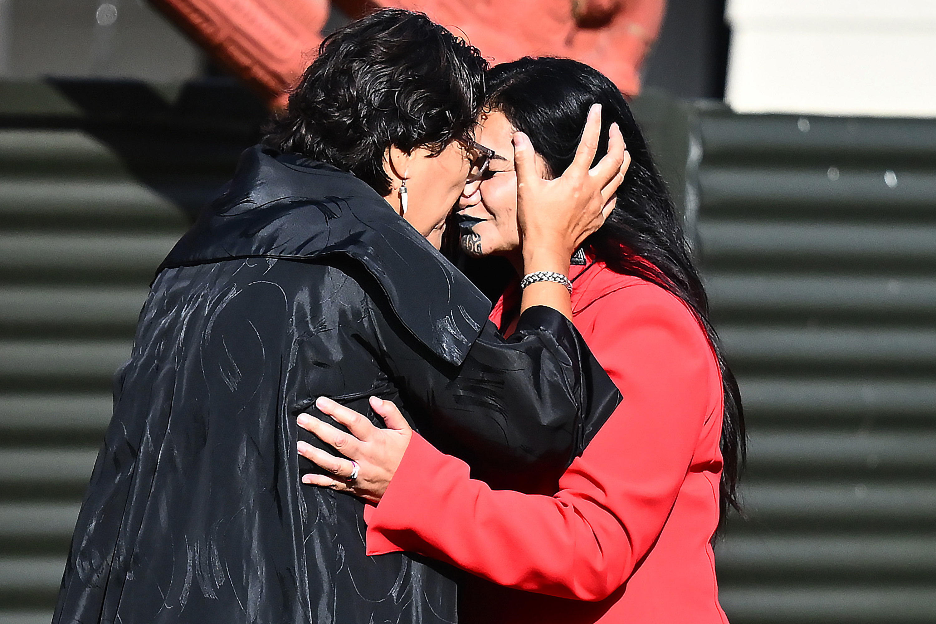 MP Meka Whaitiri with former Māori Party candidate Heather Te Au-Skipworth at Waipatu Marae just before the MP's defection. Photo / Kerry Marshall/Getty Images