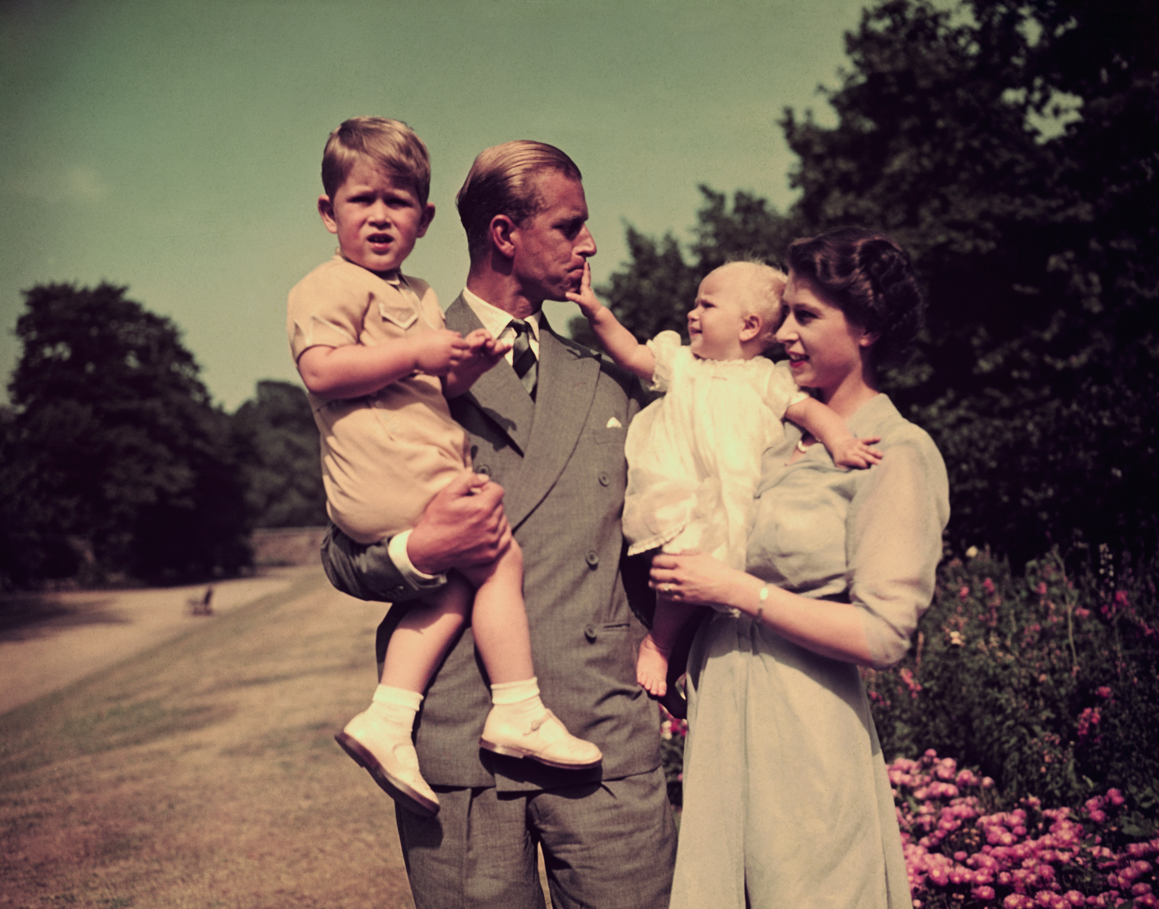 Prince Philip and the Queen with children Charles and Anne. Photo / Getty Images