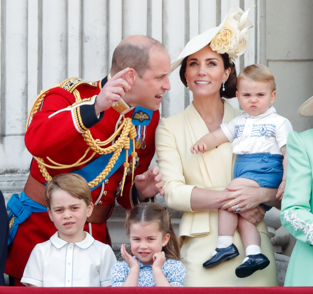 Duke and Duchess of Cambridge with Prince Louis, Prince George and Princess Charlotte on the balcony of Buckingham Palace during Trooping The Colour on June 8, 2019 in London, England. Photo / Getty Images