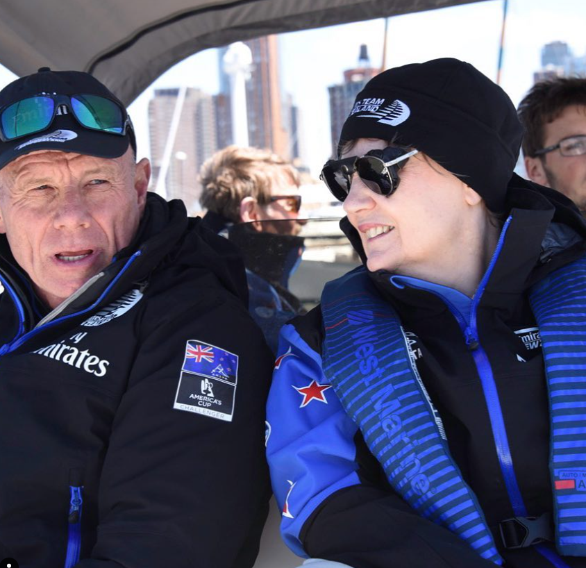 Team NZ boss Grant Dalton with former PM and team patron Helen Clark, who is very supportive of hosting next series here. Photo / Emirates Team NZ