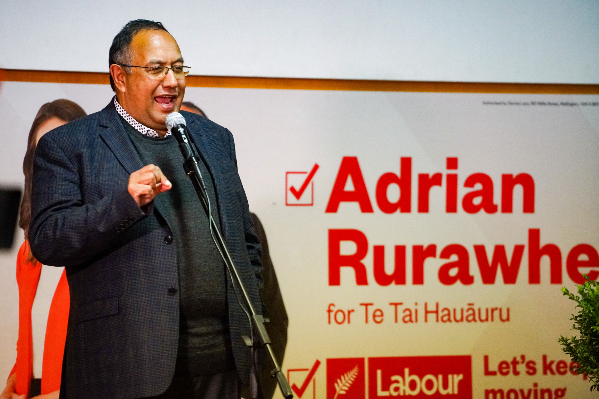 Adrian Rurawhe on election night in 2020 when he retained the Te Tai Hauāuru seat for Labour. Photo / Lewis Gardner