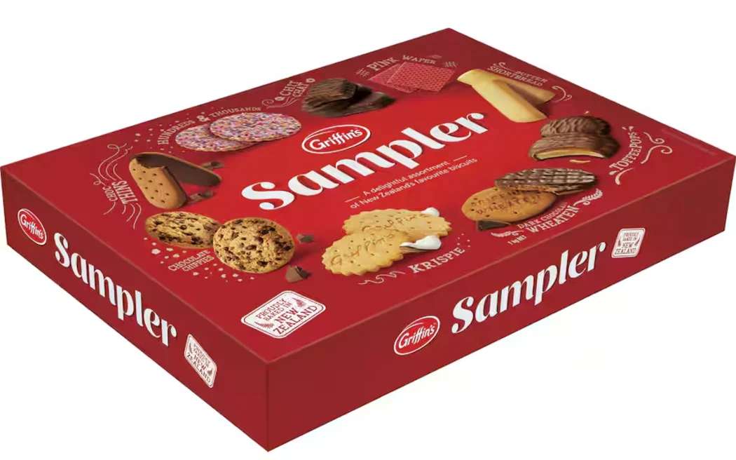 A Griffin's sampler box. Photo / Griffins, Woolworths