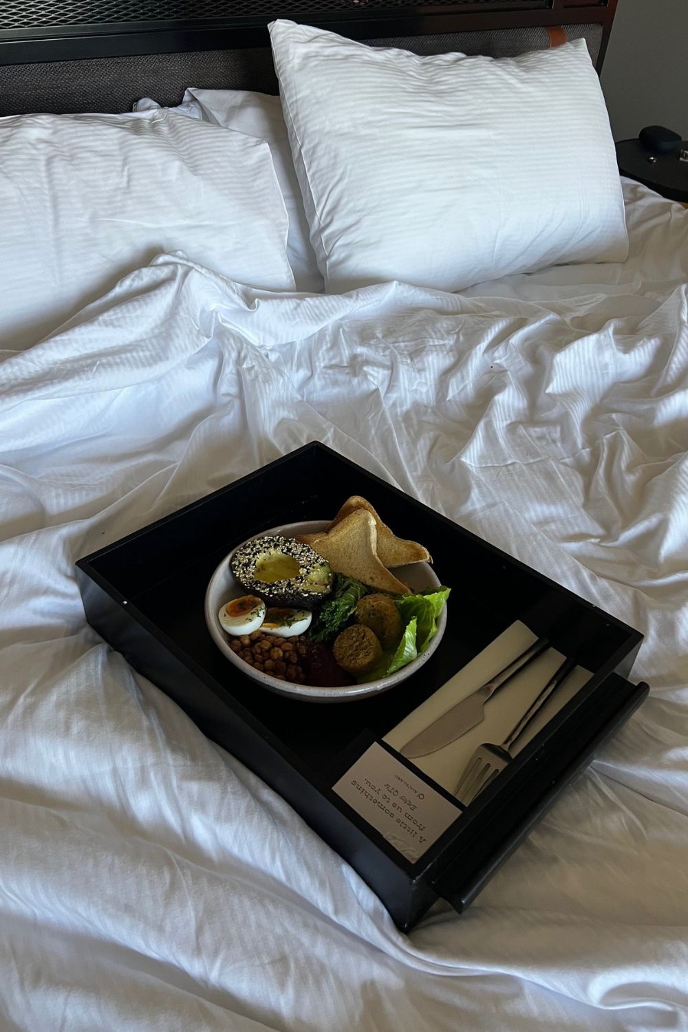 Breakfast in bed with our buddha bowls, loaded with nutrient-rich ingredients like avocado, falafel and eggs. Photo / Ash Cometti 