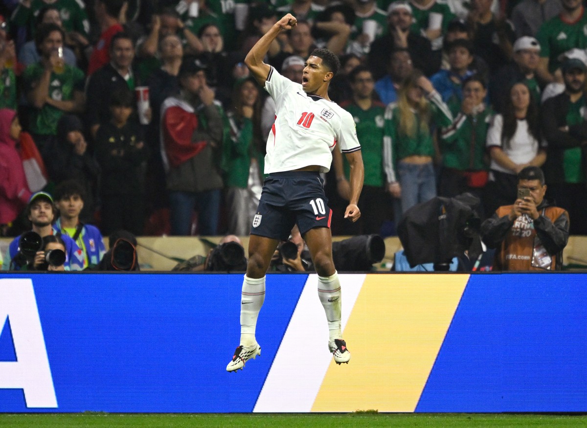 England's Jude Bellingham celebrates scoring against Mexico. Photo / AFP