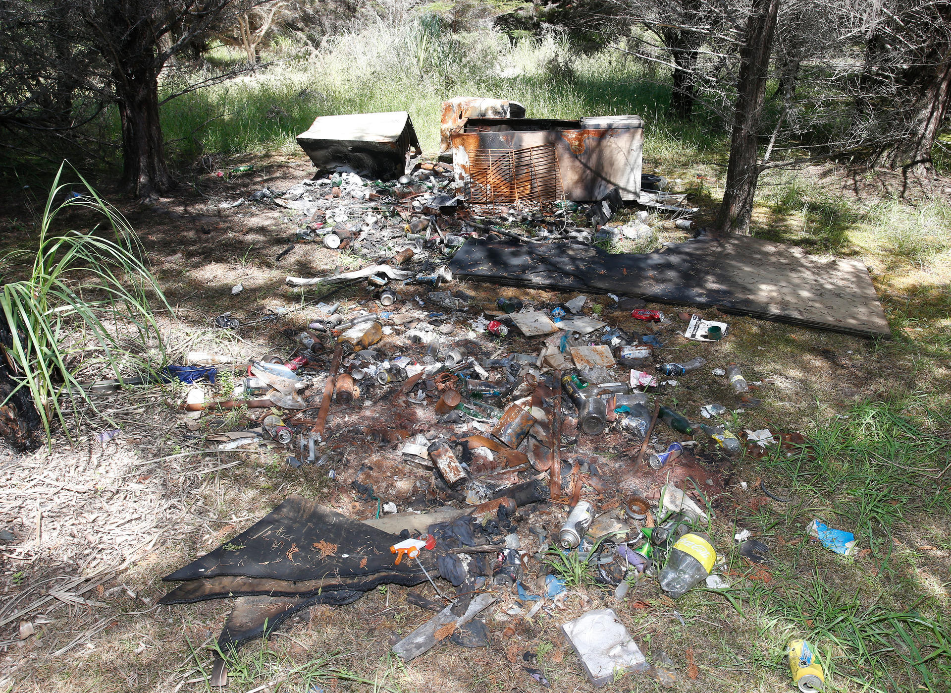 The leftovers of combustible materials from a fire that has concerned residents up in arms. Photo / Michael Cunningham