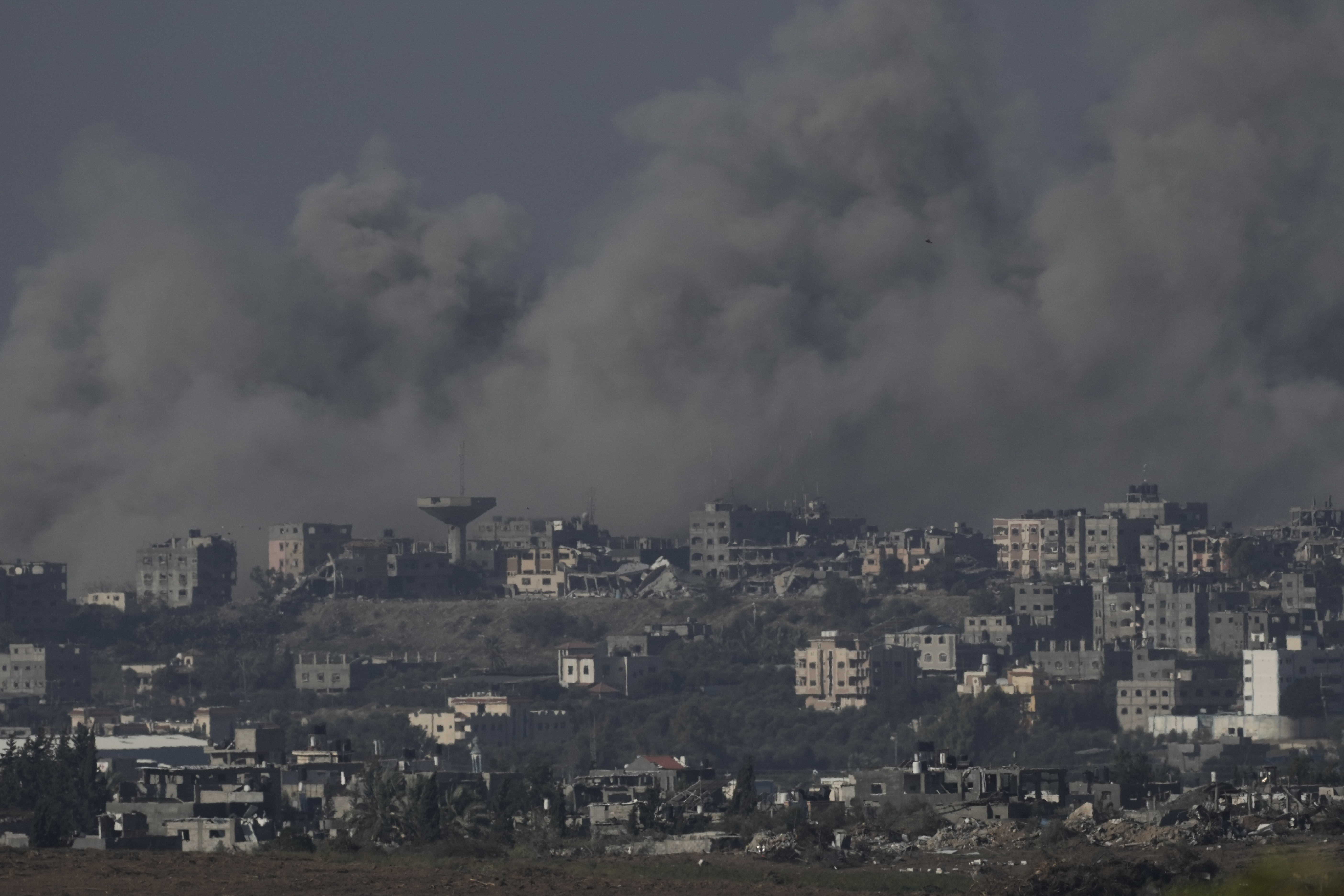 Smoke rises from the Gaza Strip after Israeli strikes. Photo / AP