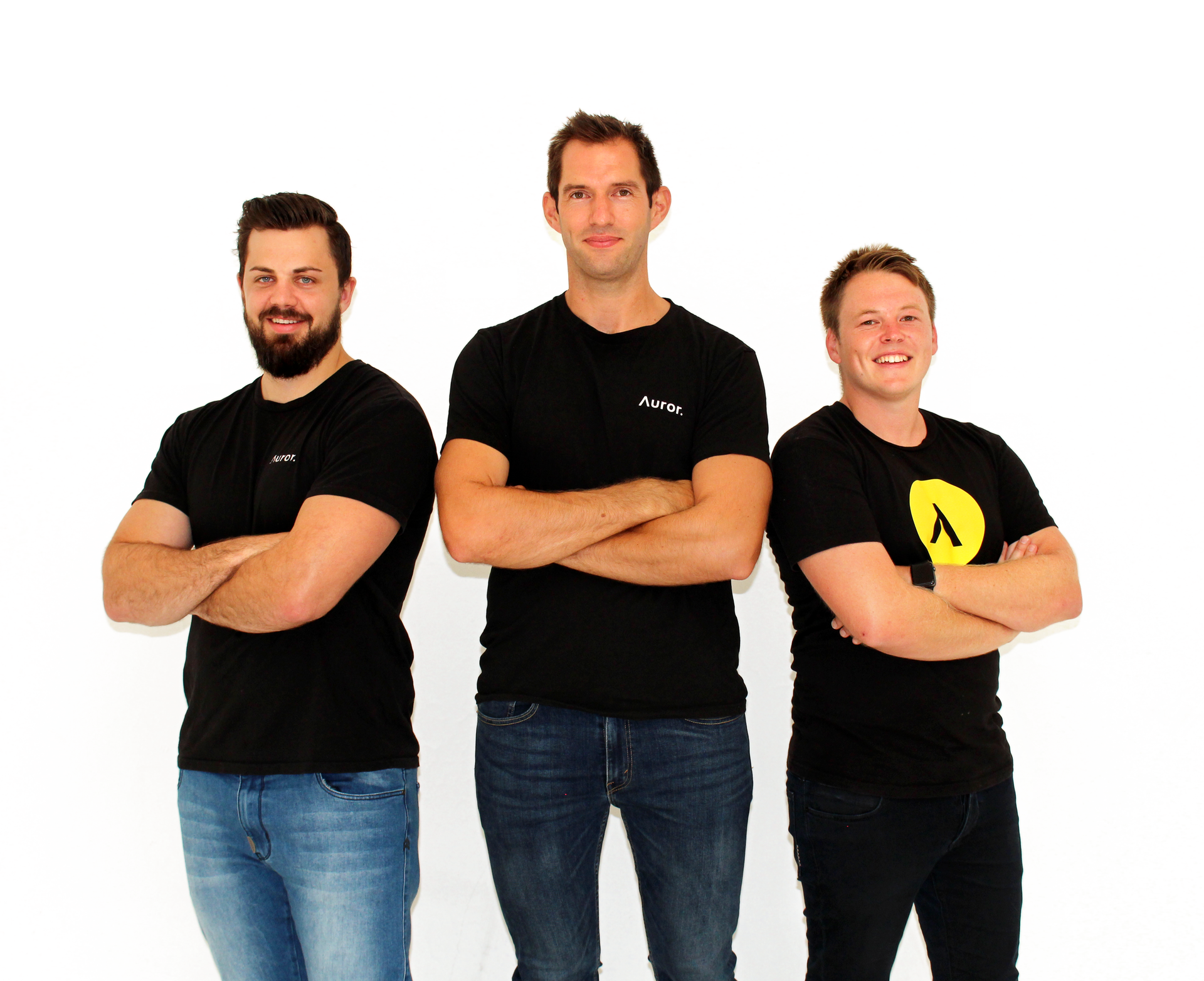 Auror co-founders James Corbett (left), Phil Thomson and Tom Batterbury.